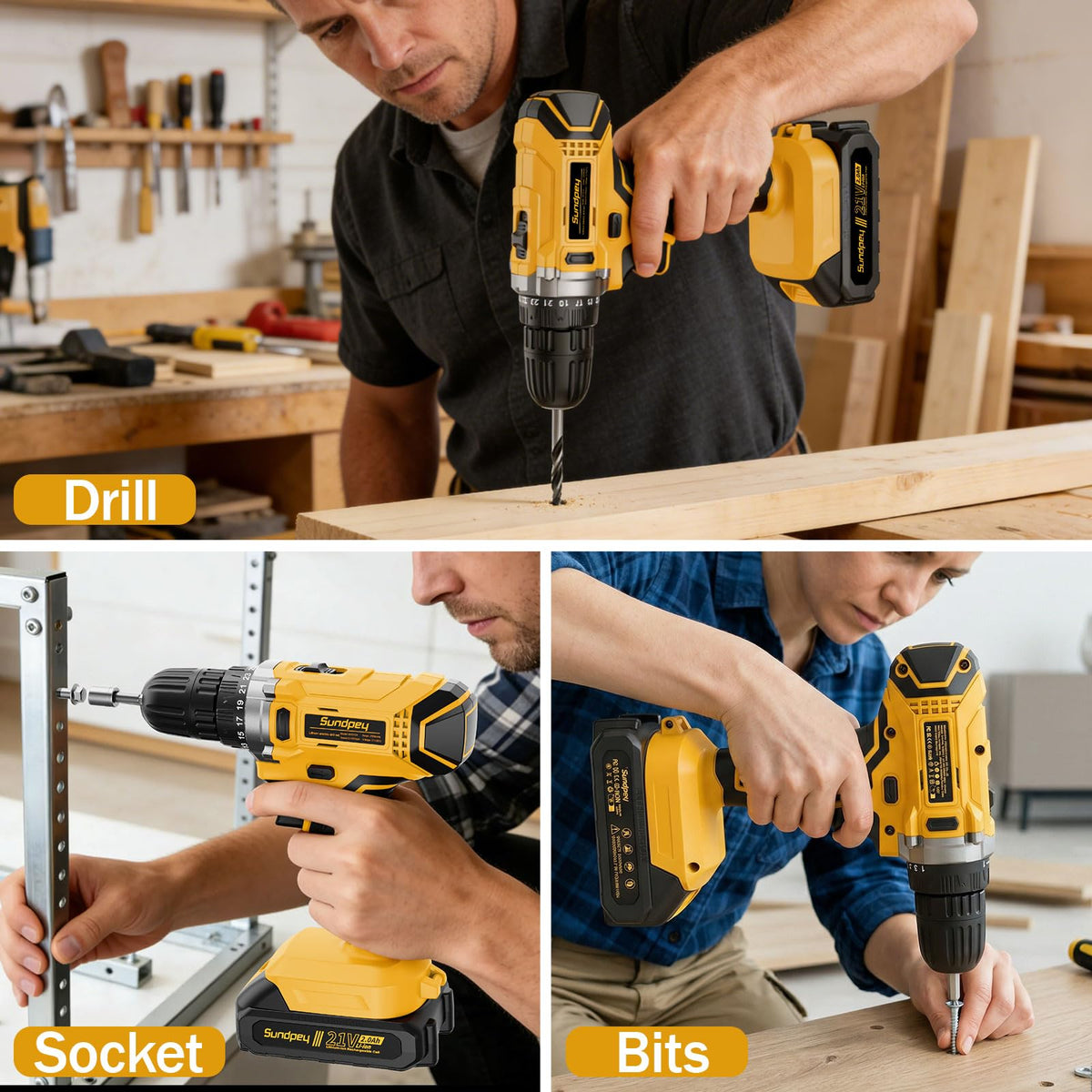 Sundpey 267 Pcs Tool Kit Set for Home with 21V Cordless - Sundpey Official Imagery - 7