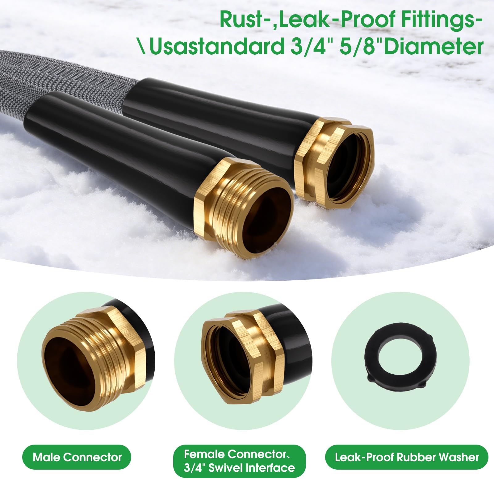 MEACKLE Garden Hose 100 FT, Non-Expanding Water Hose, Kink-Free - MEACKLE Official Product View 4