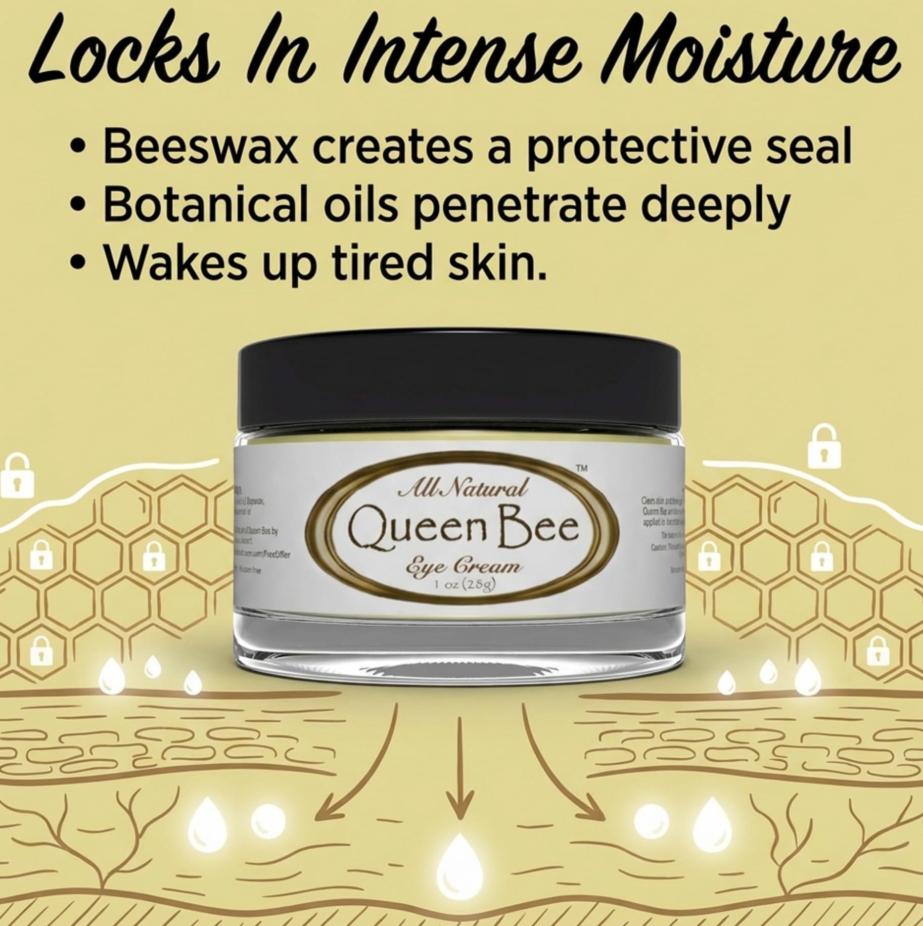 Queen Bee Organic Under Eye Cream for Dark Circles Wrinkles - Vivid Health Nutrition Official Imagery - 8