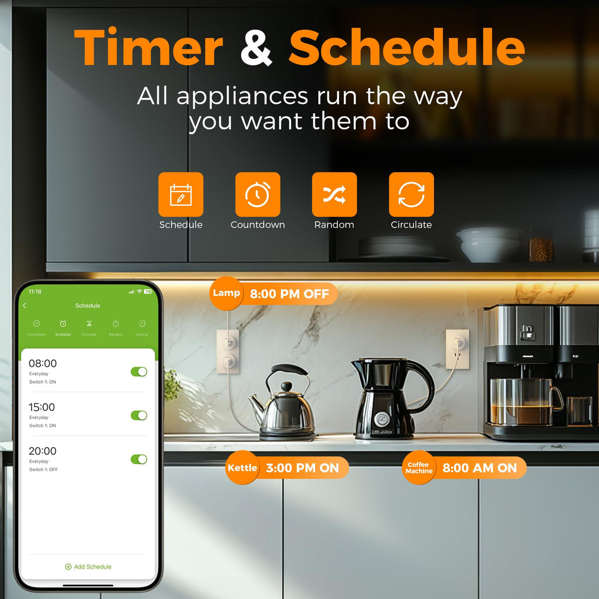 TESSAN WiFi Smart Plug Wireless Timer Outlet 4 Pack - TESSAN Official Imagery - 6