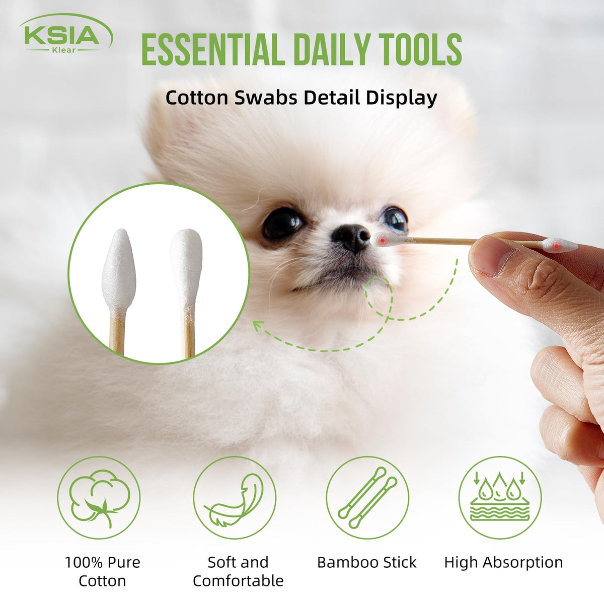 KSIA Klear Cotton Swabs 1000 Count Double Tipped Cotton Buds - KSIA Official Product Imagery - 3