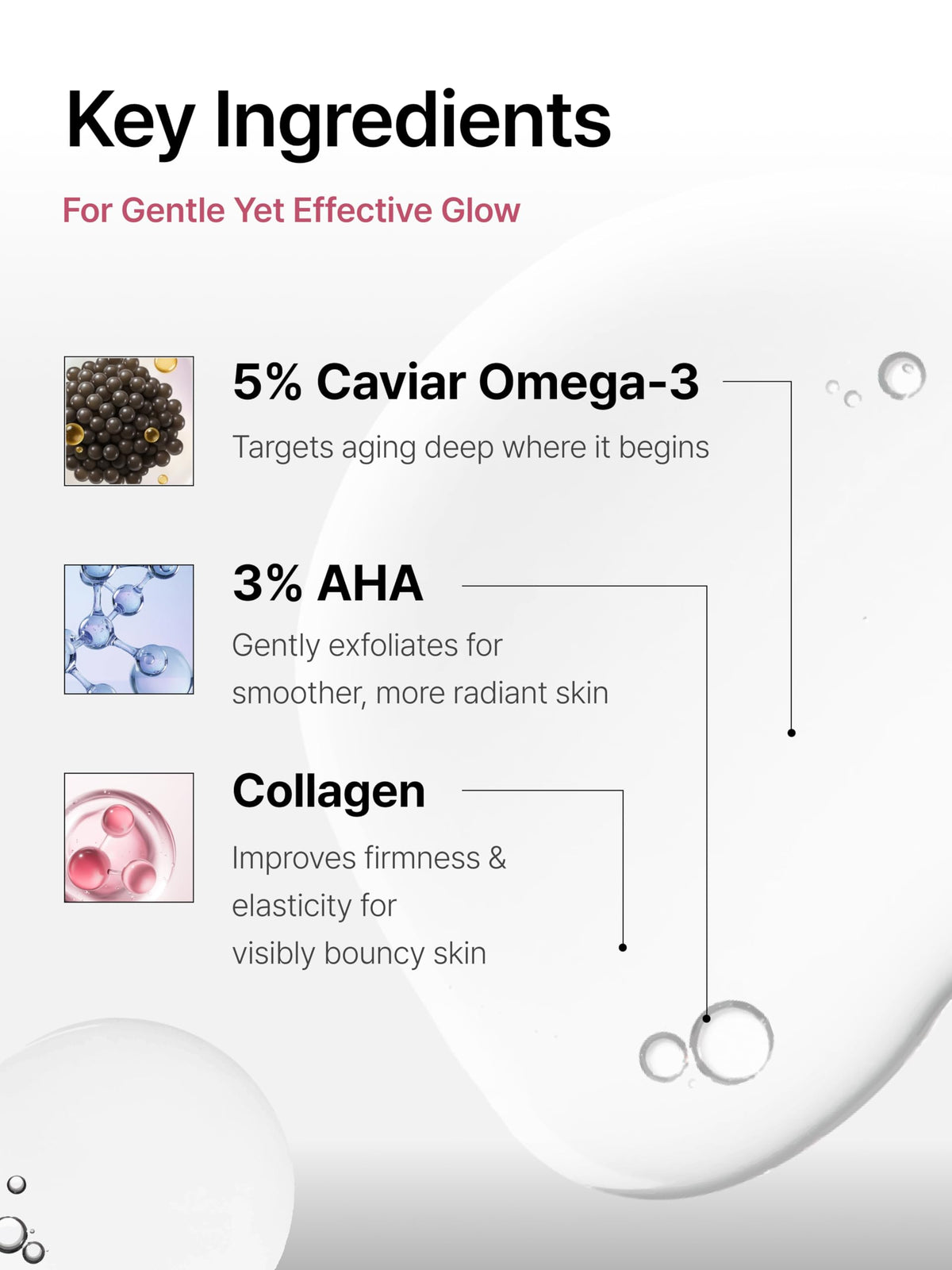 Caviar AHA 3 Glow Toner Radiance Skin Collagen Exfoliating - Delere Official Imagery - 4