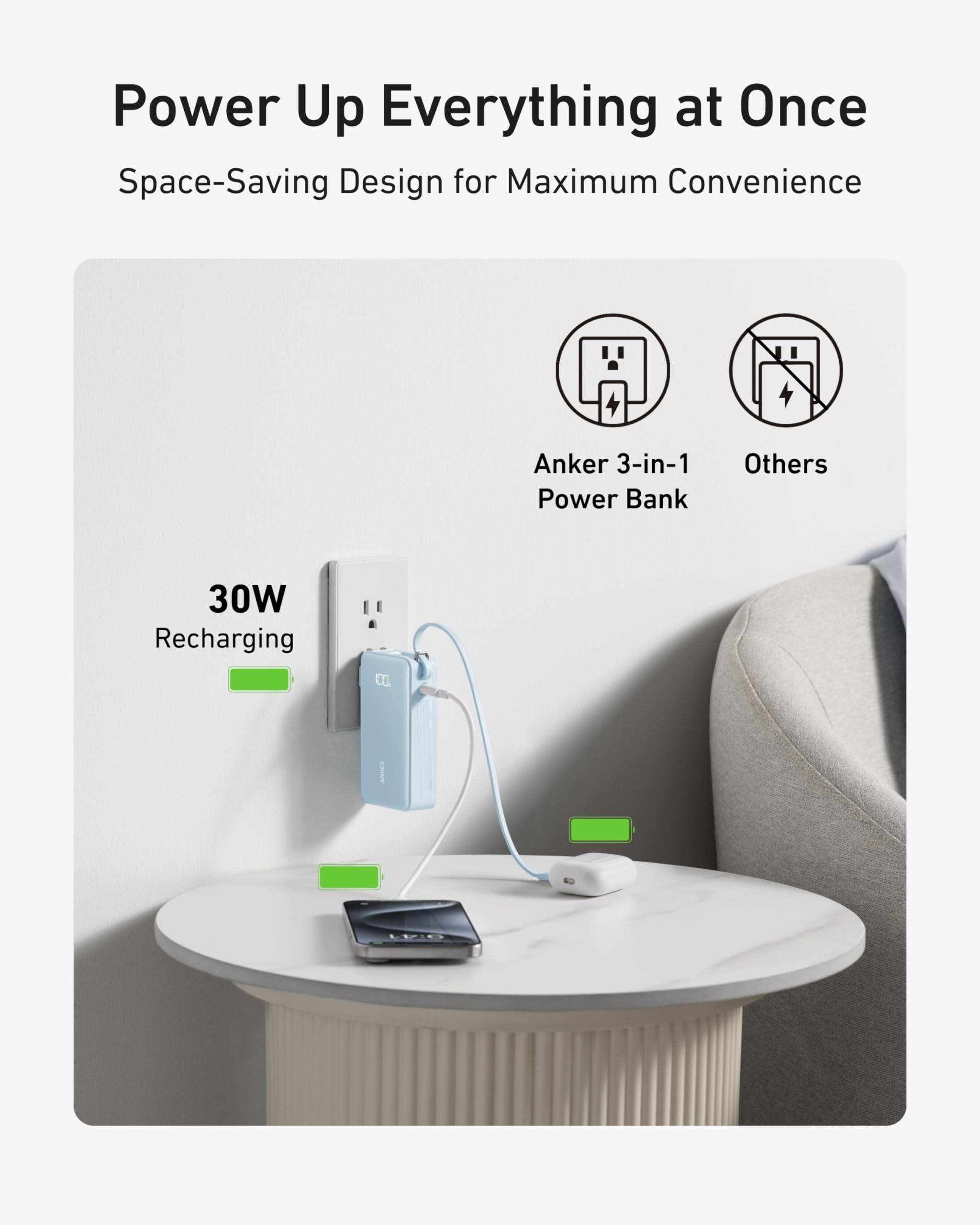 Anker Nano 3 in 1 Portable Charger 10 000mAh 30W Travel - Anker Official Imagery - 6