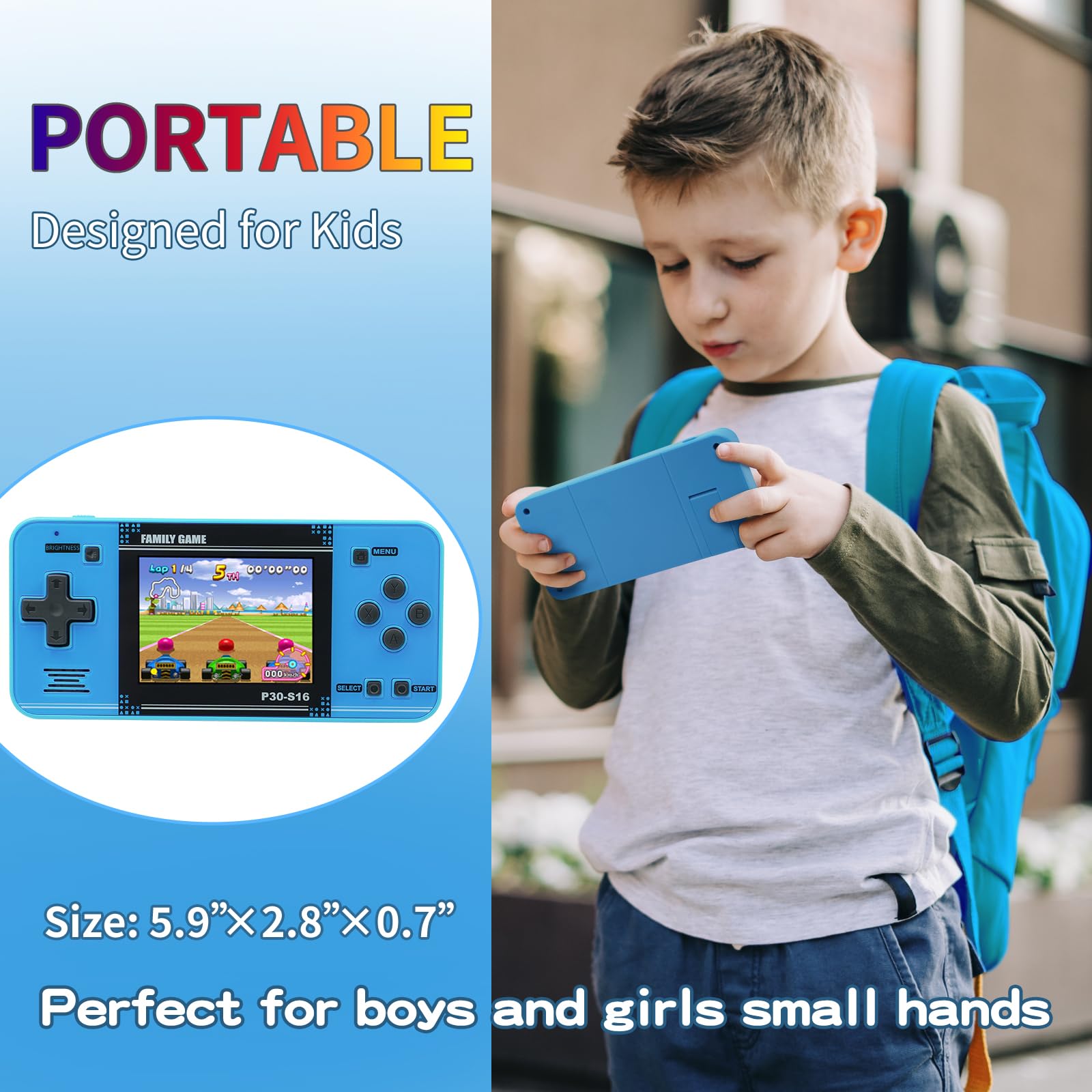 WELLST·G Handheld Game for Kids -Preloaded 220 Retro Video Games, by WELLST·G - Angle View 4