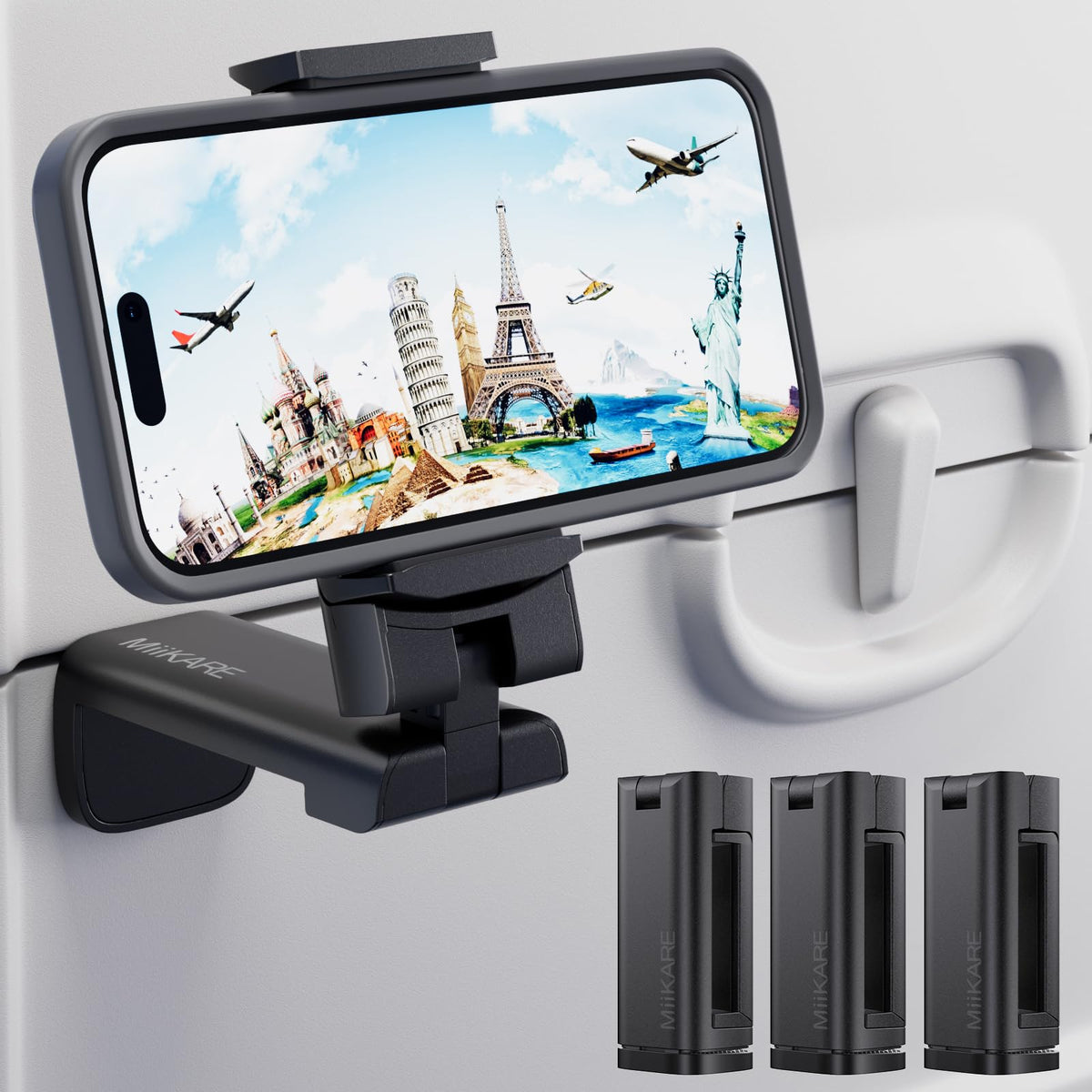 MiiKARE 3PCS Airplane Phone Holder Mount Plane Travel - MiiKARE Official Imagery - 2