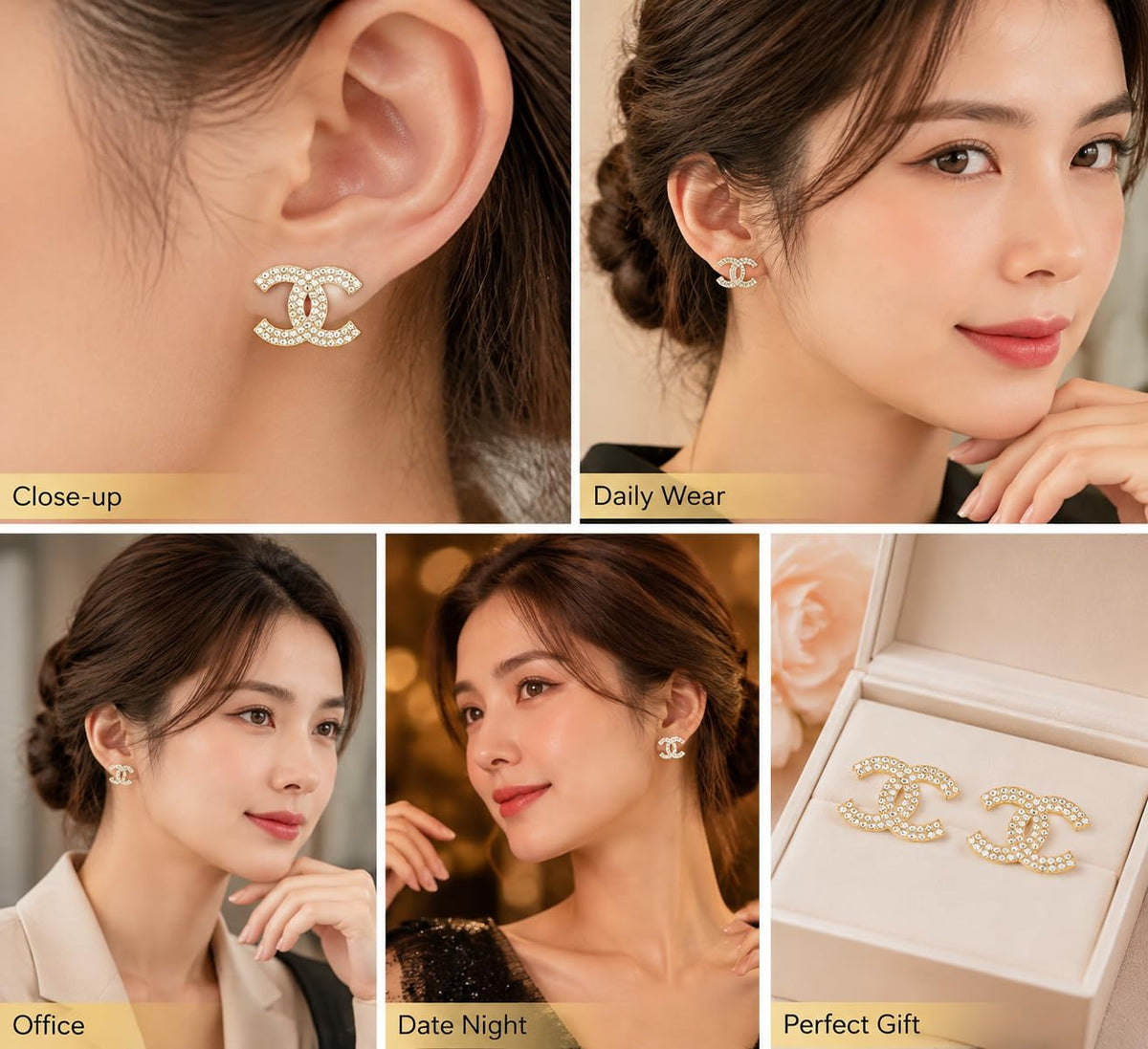 Women s sparkling fully pav set intertwined stud earrings - Premium Selection Official Imagery - 7
