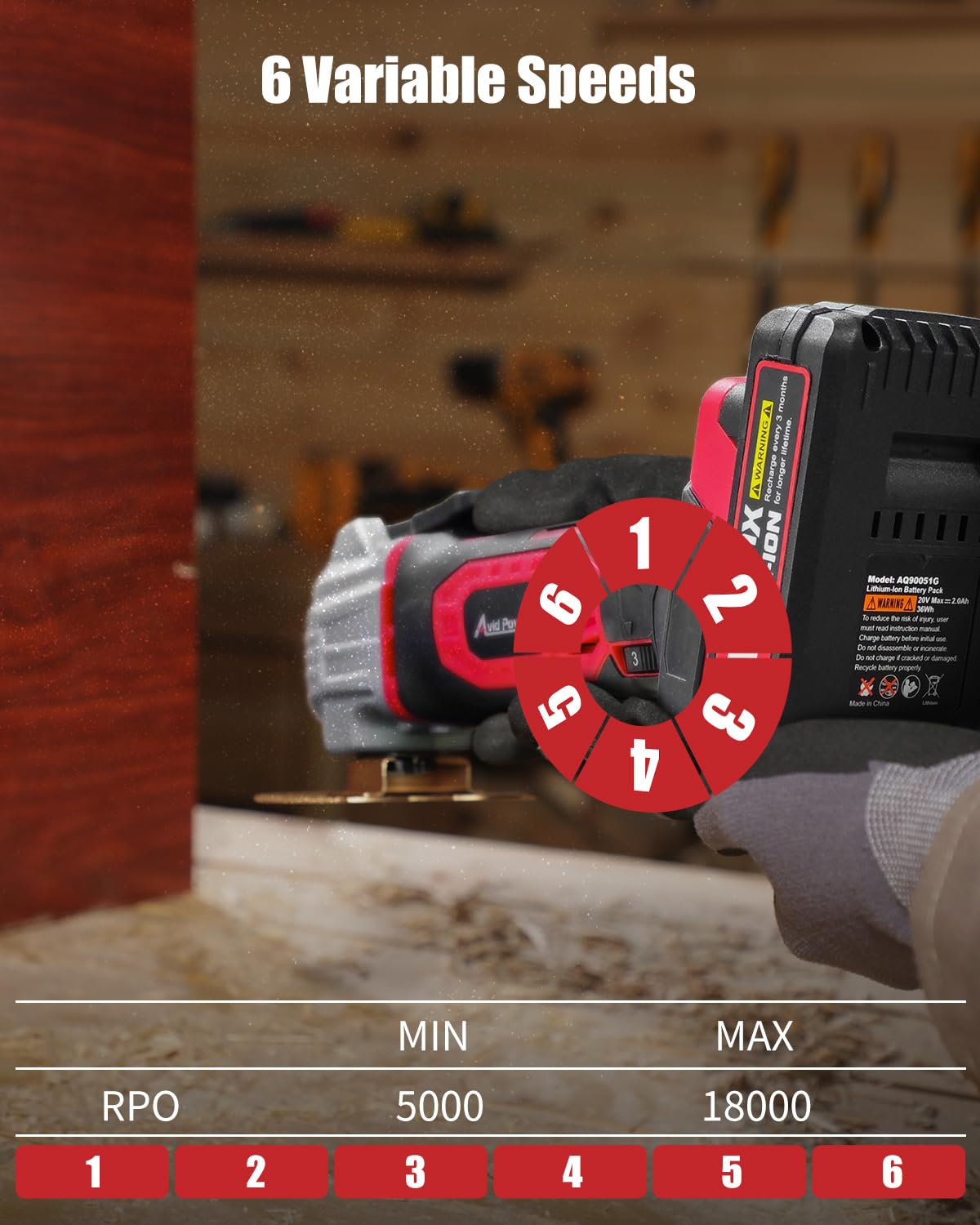 AVID POWER Cordless Oscillating Tool 20V Battery Powered - AVID POWER Official Imagery - 6