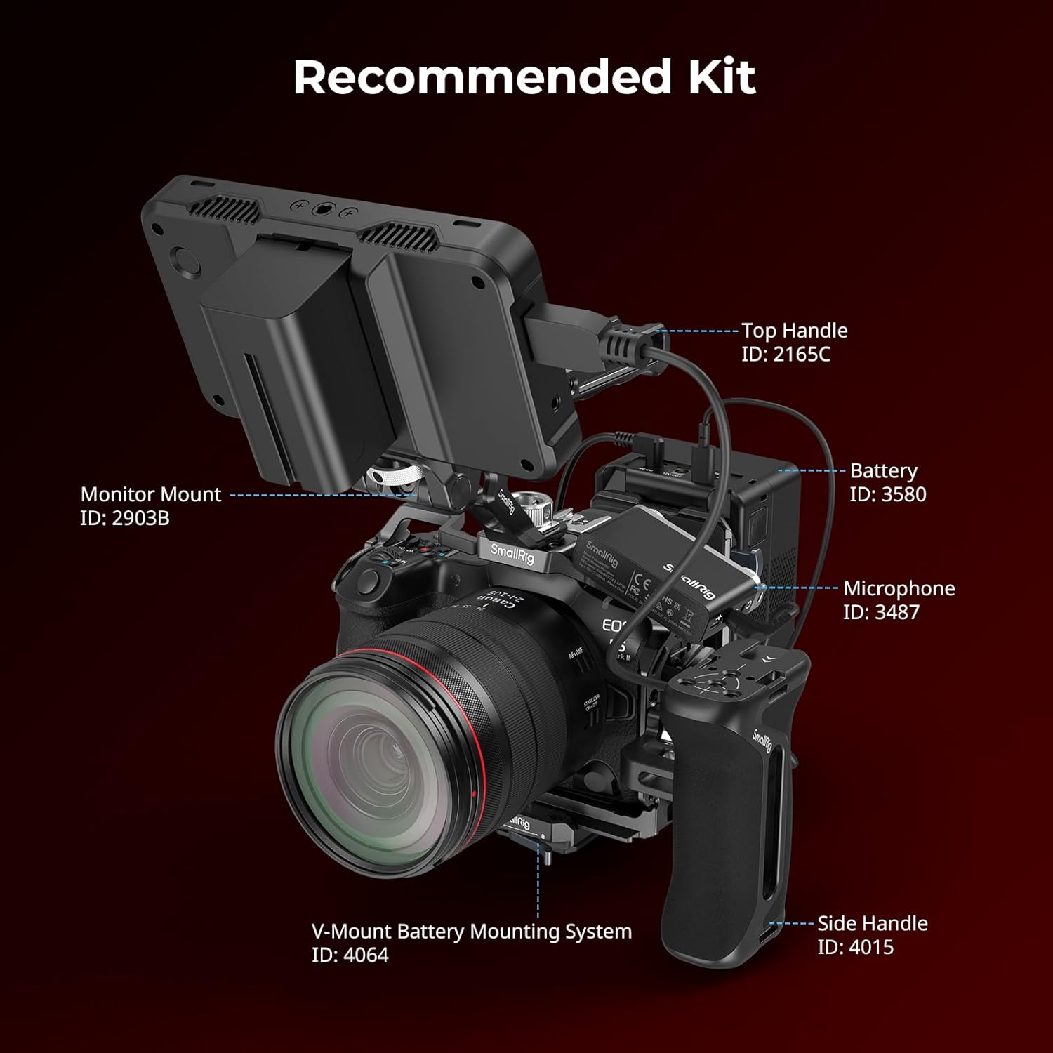SmallRig R5 II cage for Canon R5 Mark II, lightweight aluminum alloy camera video cage with mounting points and grip.