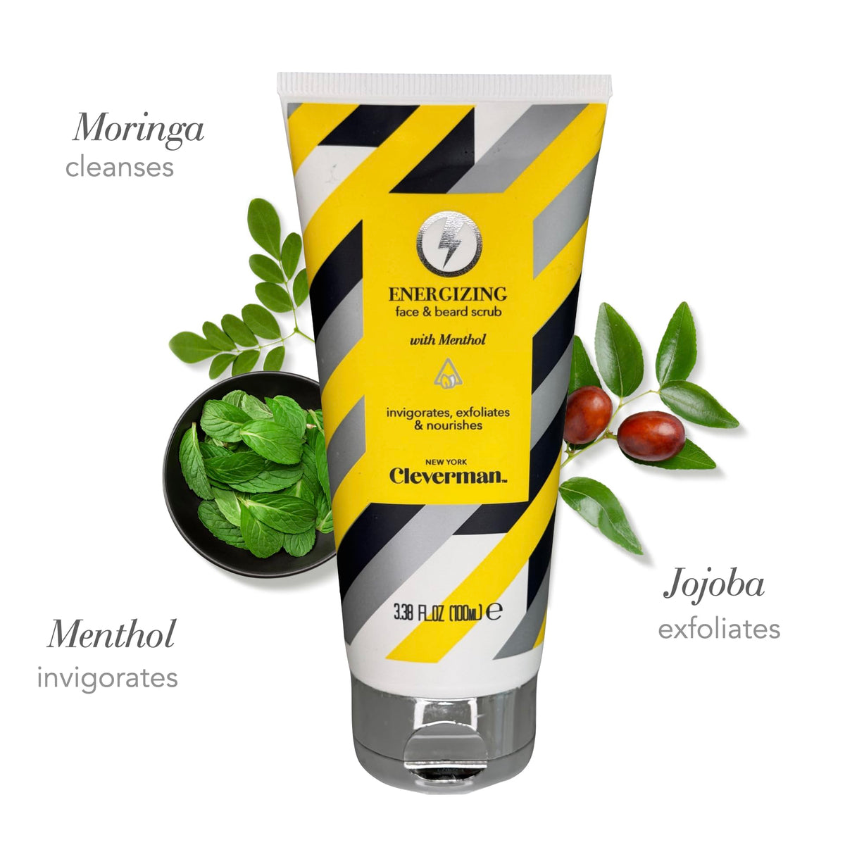 Face Beard Scrub for Men Energizing Exfoliating Cleanser for - CLEVERMAN Official Imagery - 4