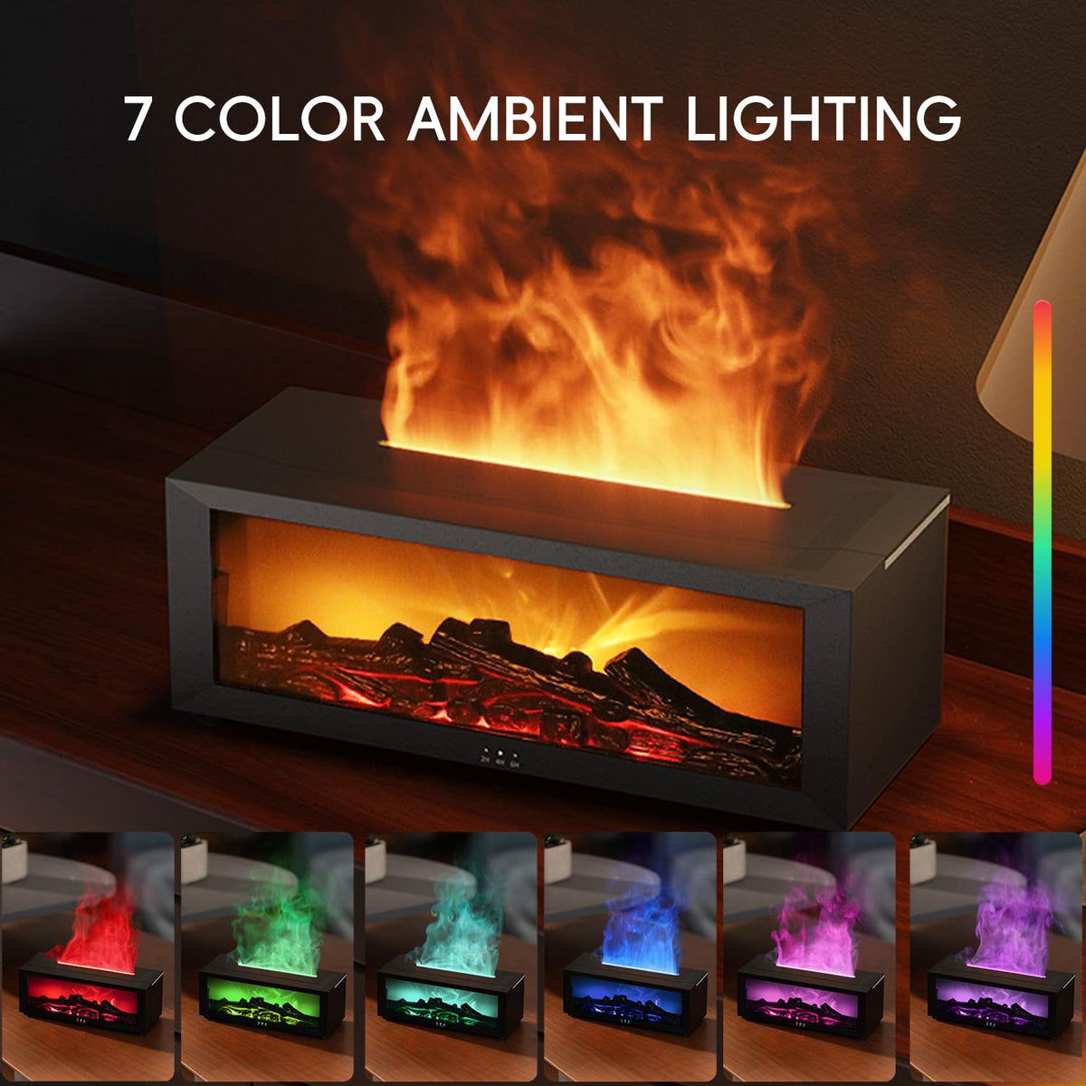 Essential Oil Diffuser 7 Colors Fireplace Flame Fire Oil - Yaledi Official Imagery - 4