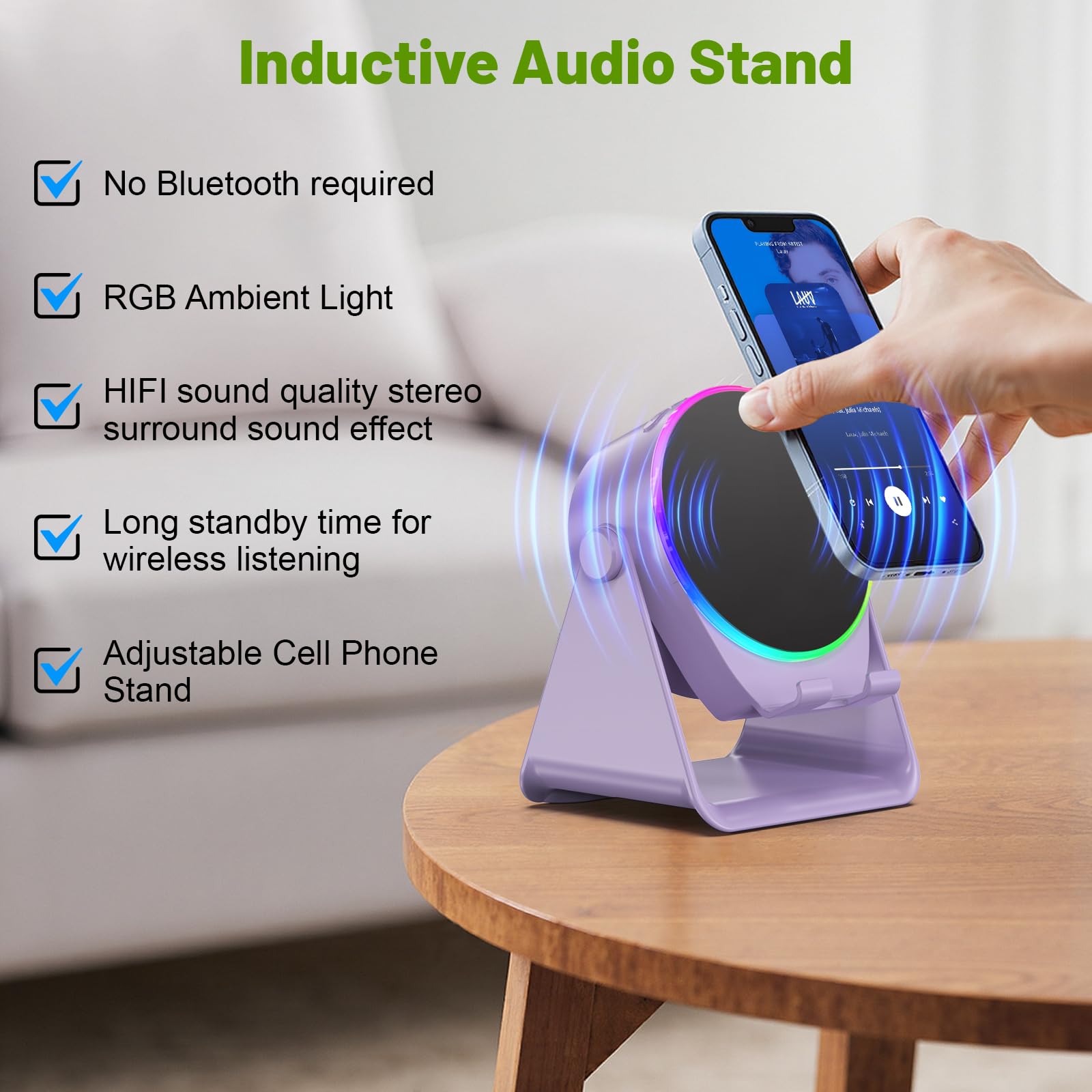 Dohelly Wireless Induction Speaker,Bluetooth Speaker with Phone S - Dohelly Official Product View 3