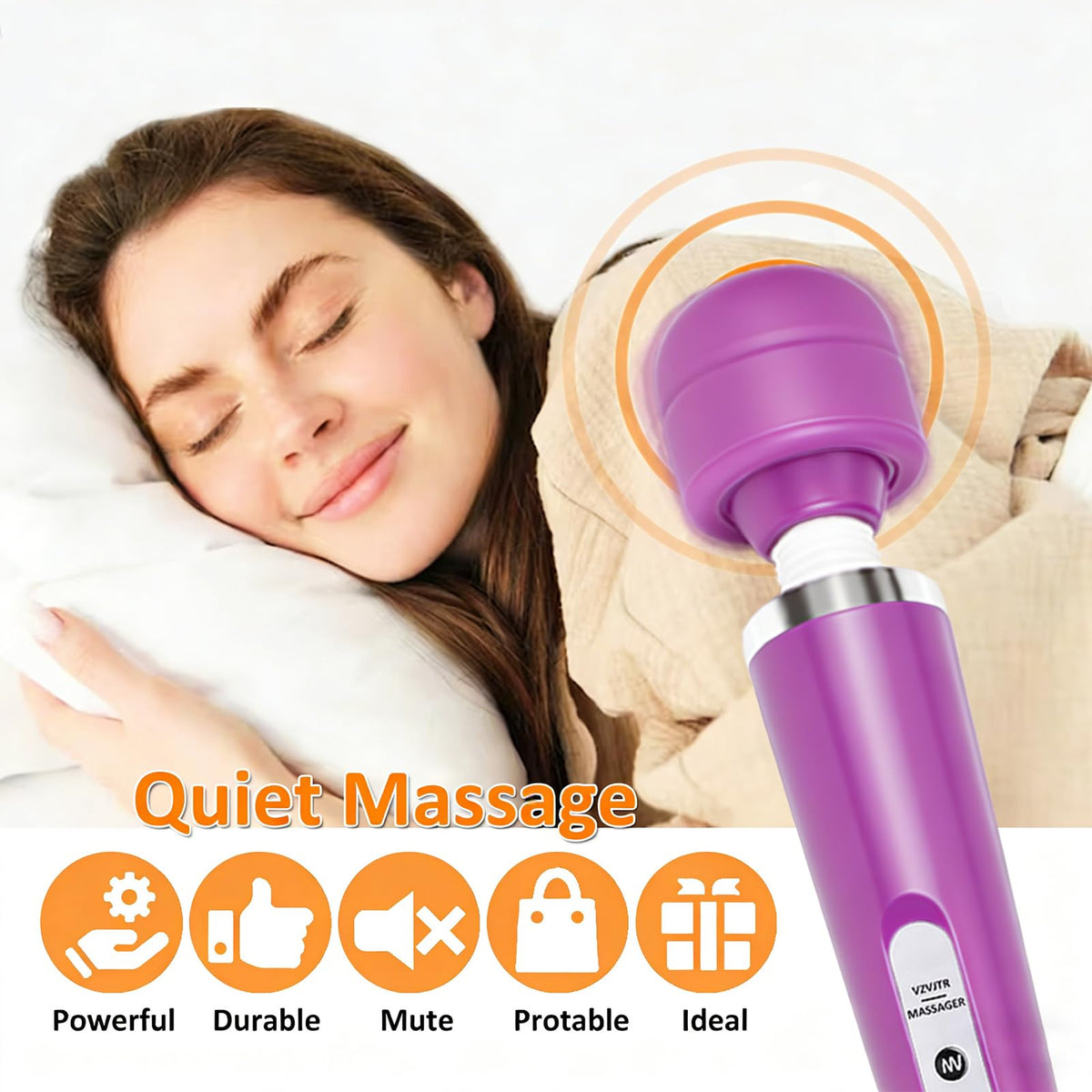 Handheld Electric Back Massager 10 Speed Wired Deep Tissue - VZVJTR Official Imagery - 6