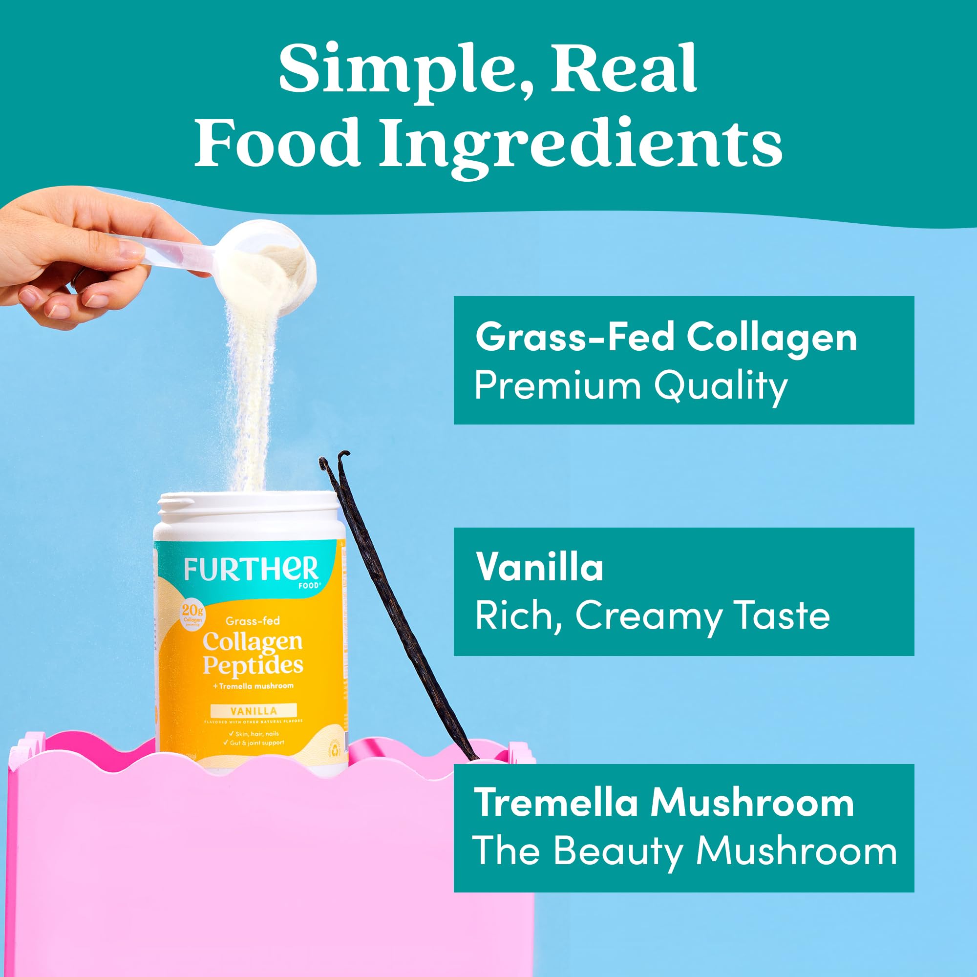 Further Food Vanilla Collagen Peptides Powder 100 Grass Fed - Further Food Official Imagery - 6