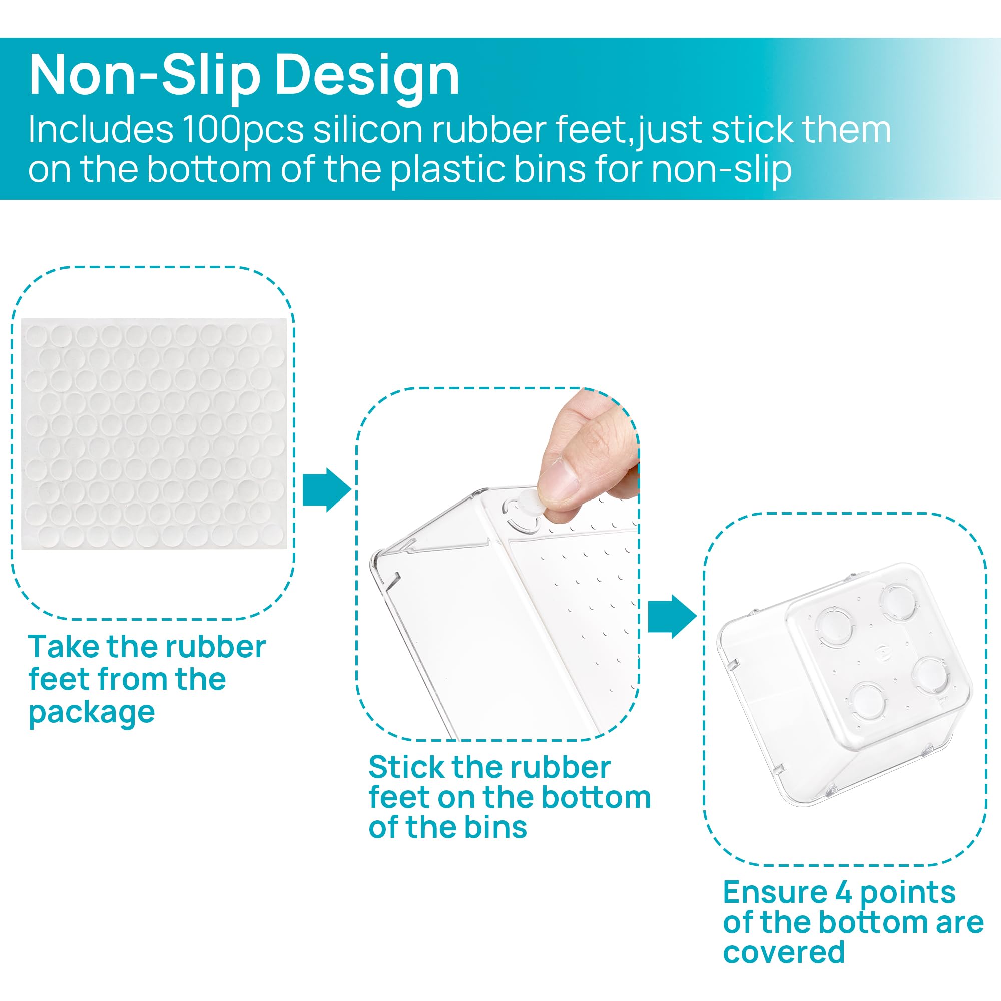 Vtopmart 25 PCS Clear Plastic Drawer Organizers Set, 4-Size Versa - Vtopmart Official Product View 4