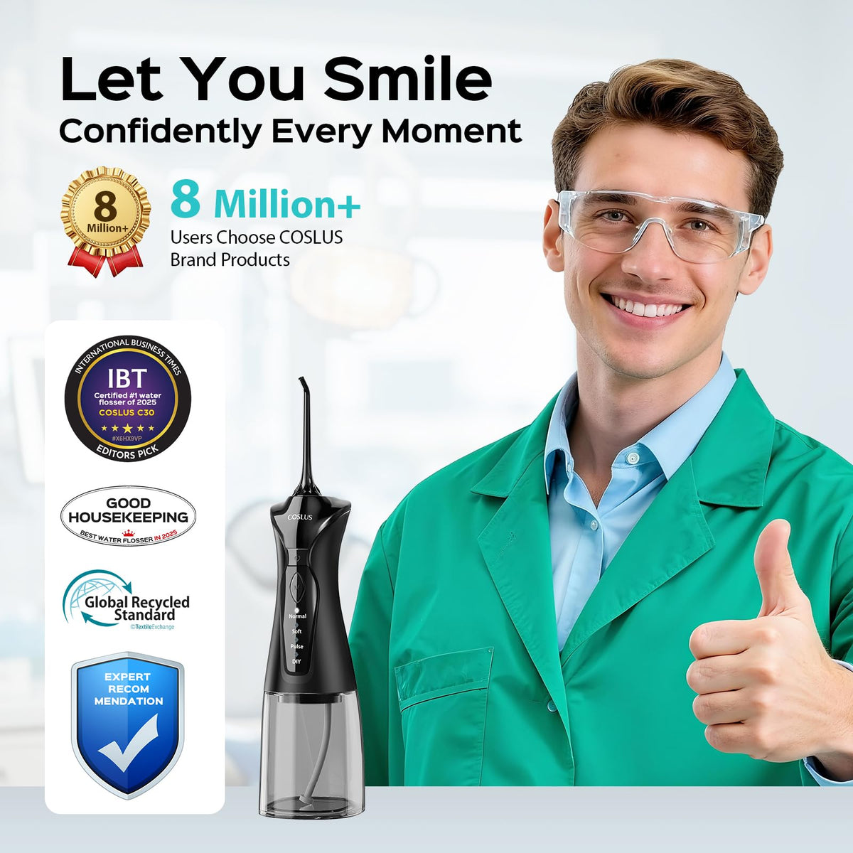 COSLUS C30 Water Dental Flosser Upgraded DIY Mode Black 1Pcs - COSLUS Official Imagery - 3