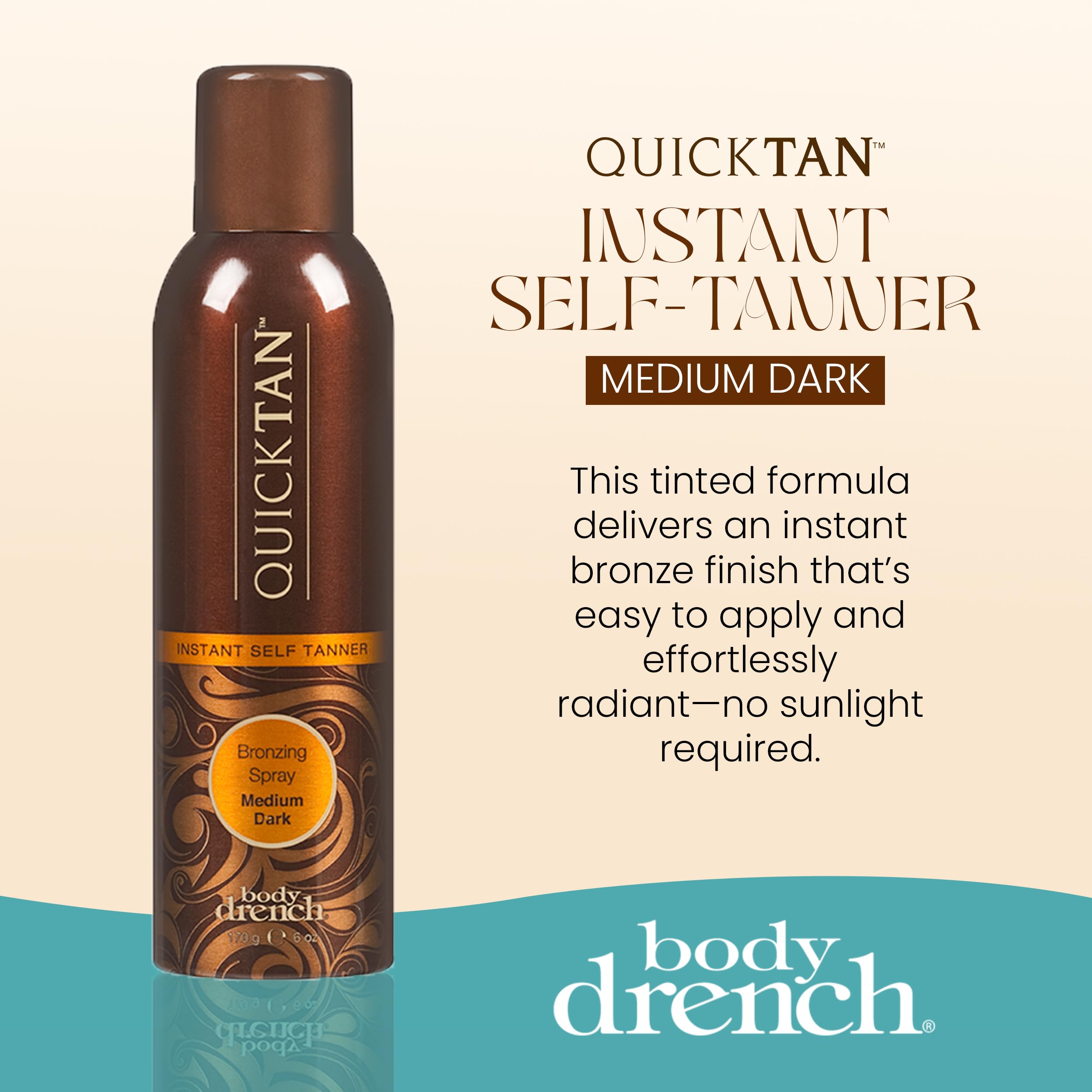 Body Drench QuickTan Instant Self Tanner Bronzing Spray, Salon-Quality Medium/Dark Tan, Streak-Free, Tinted Formula, 6 oz, 1-pack - Body Drench Official Product View 4