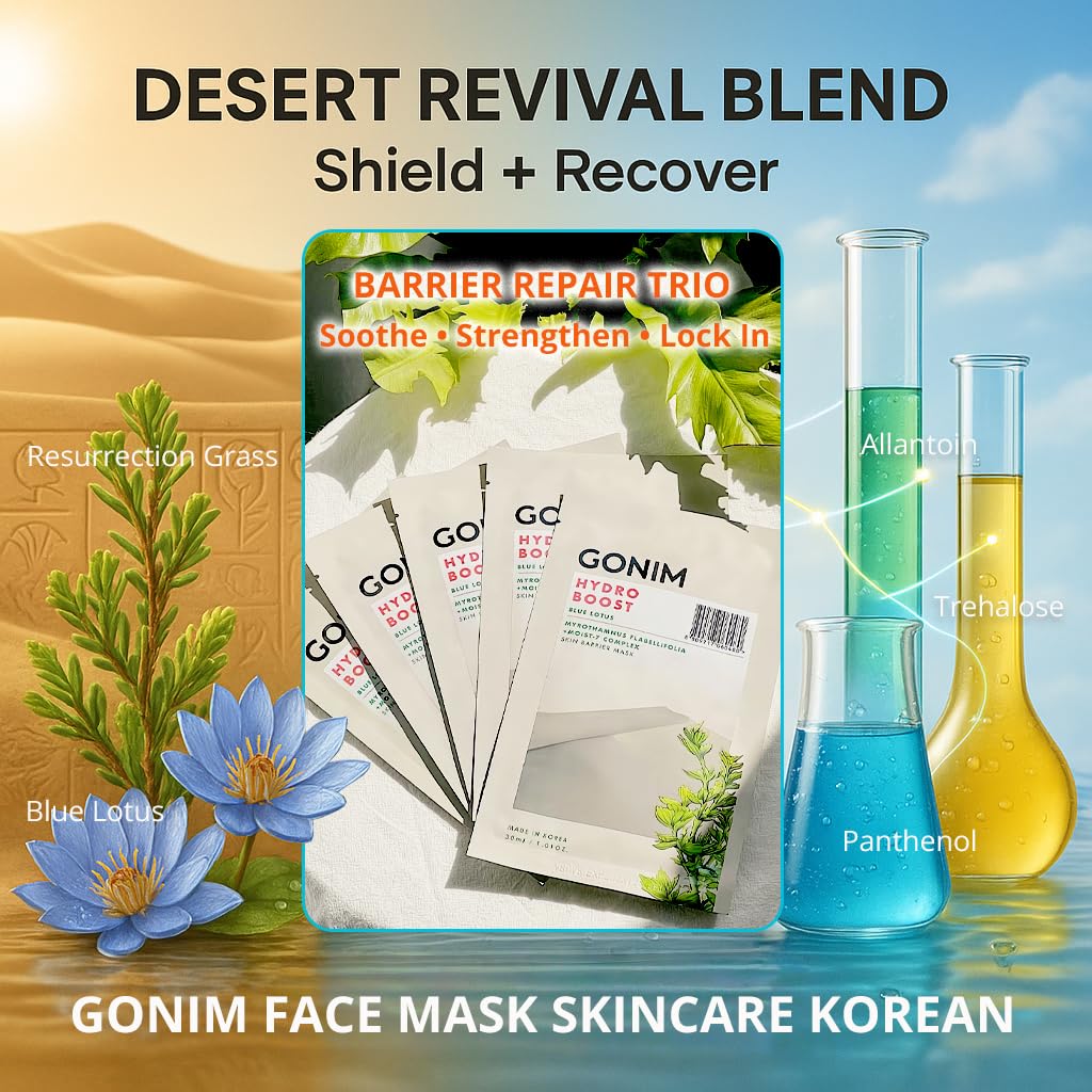 Korean Face Mask, Hydrating Sheet Mask with Hyaluronic Acid Serum - GONIM