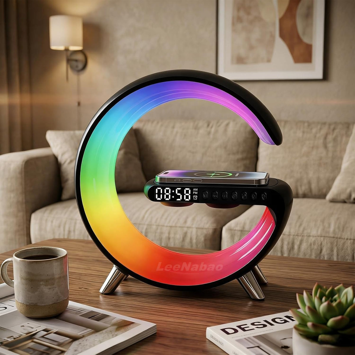 5 in 1 LED Table Lamp with Wireless Charging Bluetooth - LeeNabao Official Imagery - 8