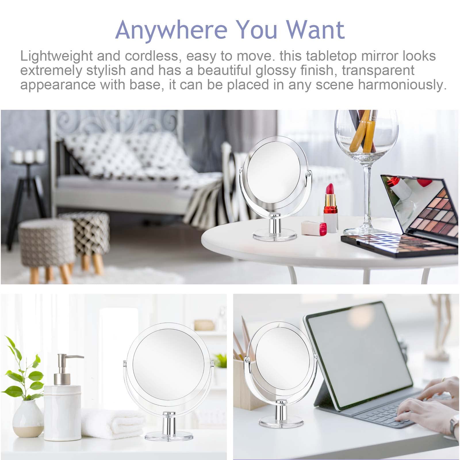 CLSEVXY Vanity Makeup Mirror with Stand 1X 15X Magnification - CLSEVXY Official Imagery - 5