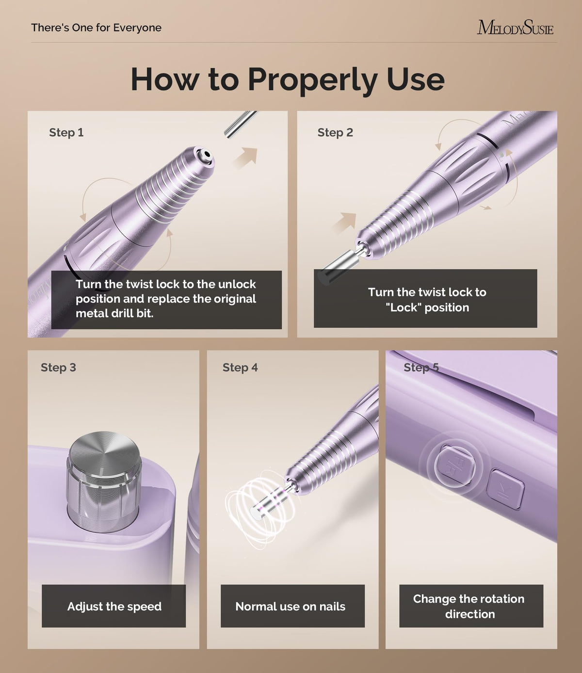 MelodySusie Clip On SC300F Cordless Nail Drill 30 000 RPM - MelodySusie Official Imagery - 4