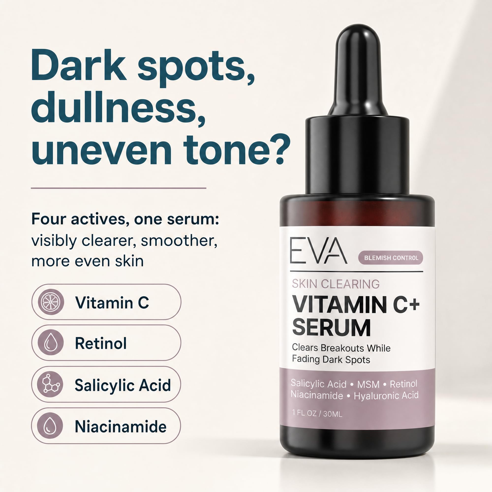 Eva Naturals Skin Clearing Vitamin C Serum, Retinol & Salicylic - Eva Naturals Official Product View 4