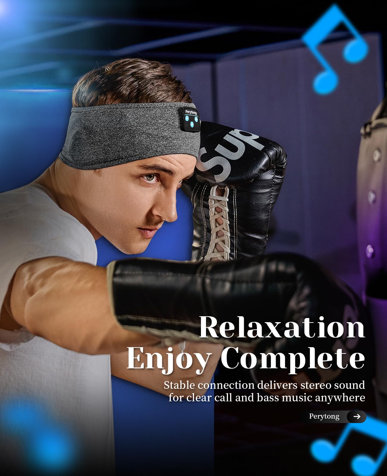 Perytong Sleeping Headphones Bluetooth Headband, Soft Long Time Play S - View 5