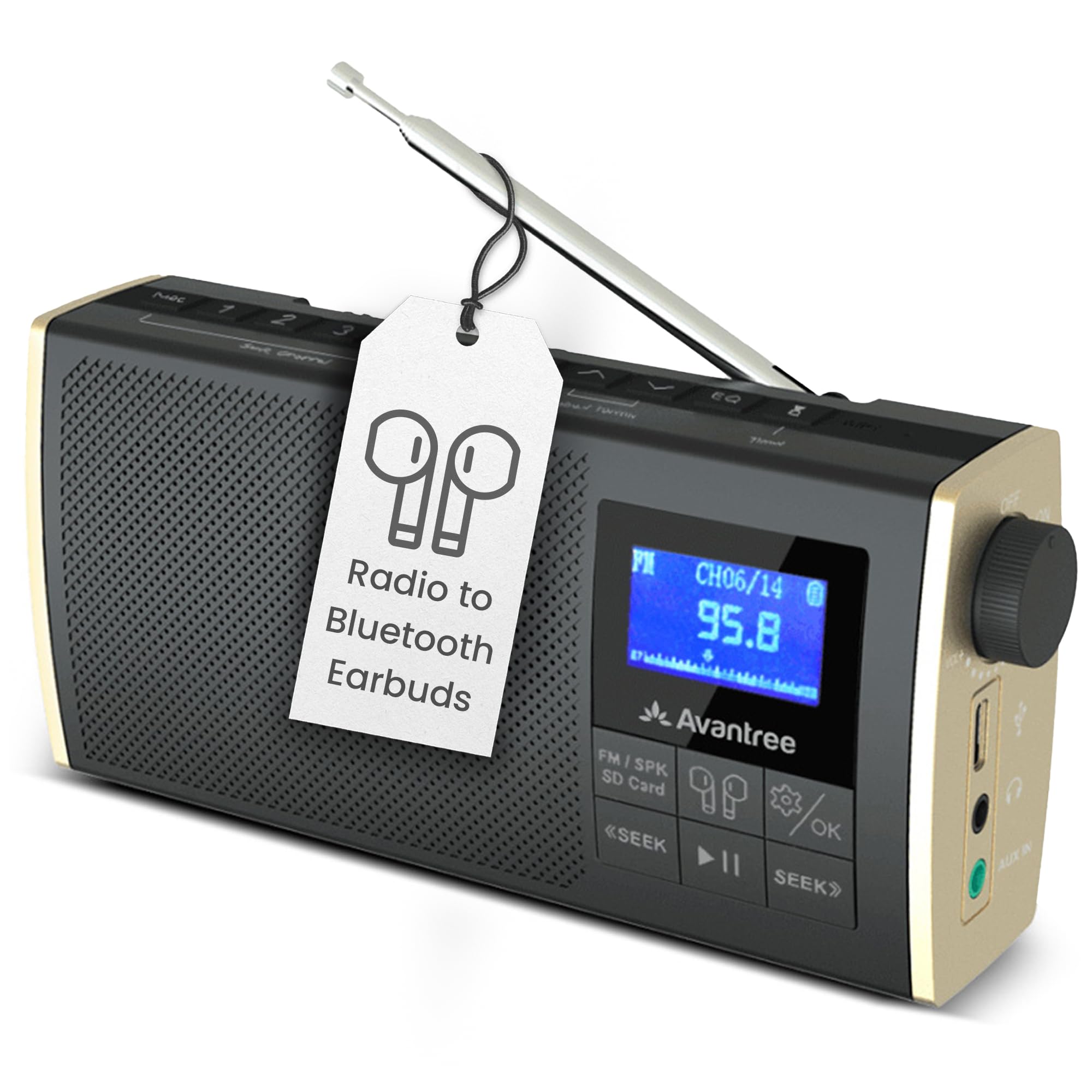 Avantree Soundbyte T FM Radio Bluetooth Speaker Transmitter