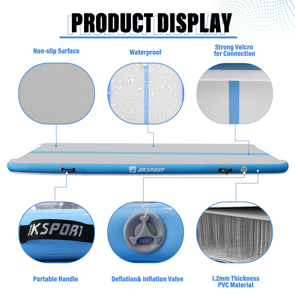 AKSPORT Inflatable Gymnatsics Mat Tumble Track 10ft 13ft - AKSPORT Official Imagery - 5