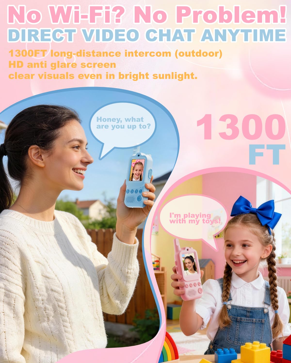 Video Walkie Talkies for Kids 2 Pack Rechargeable Video - Anfrandce Official Imagery - 3