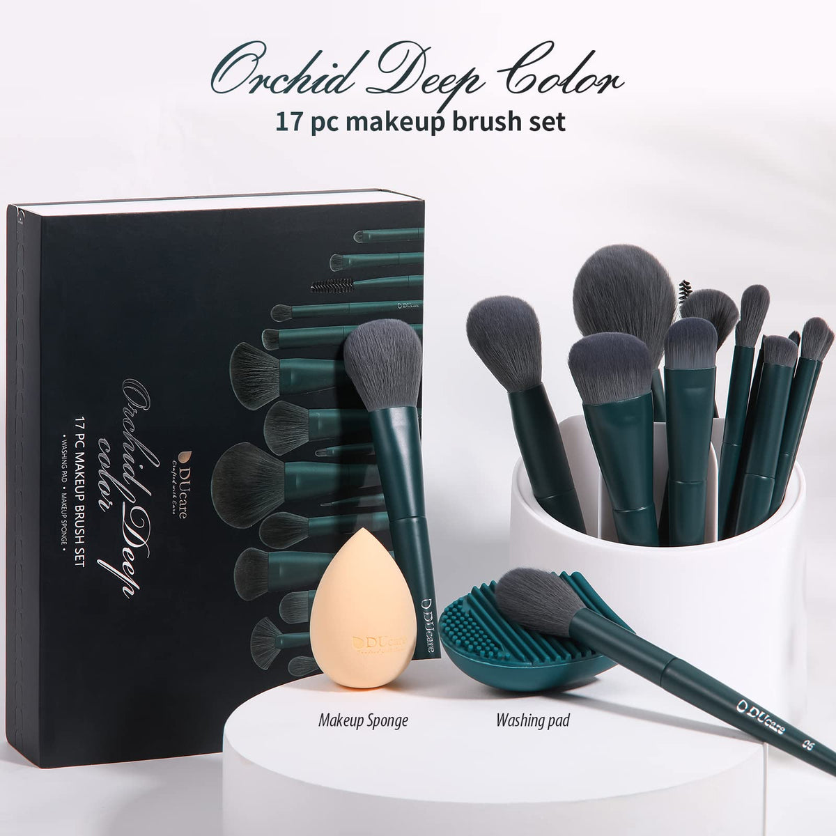 DUcare Makeup Brushes Set 17 Pcs with Brush Cleaning Mat and - DUcare Official Imagery - 4