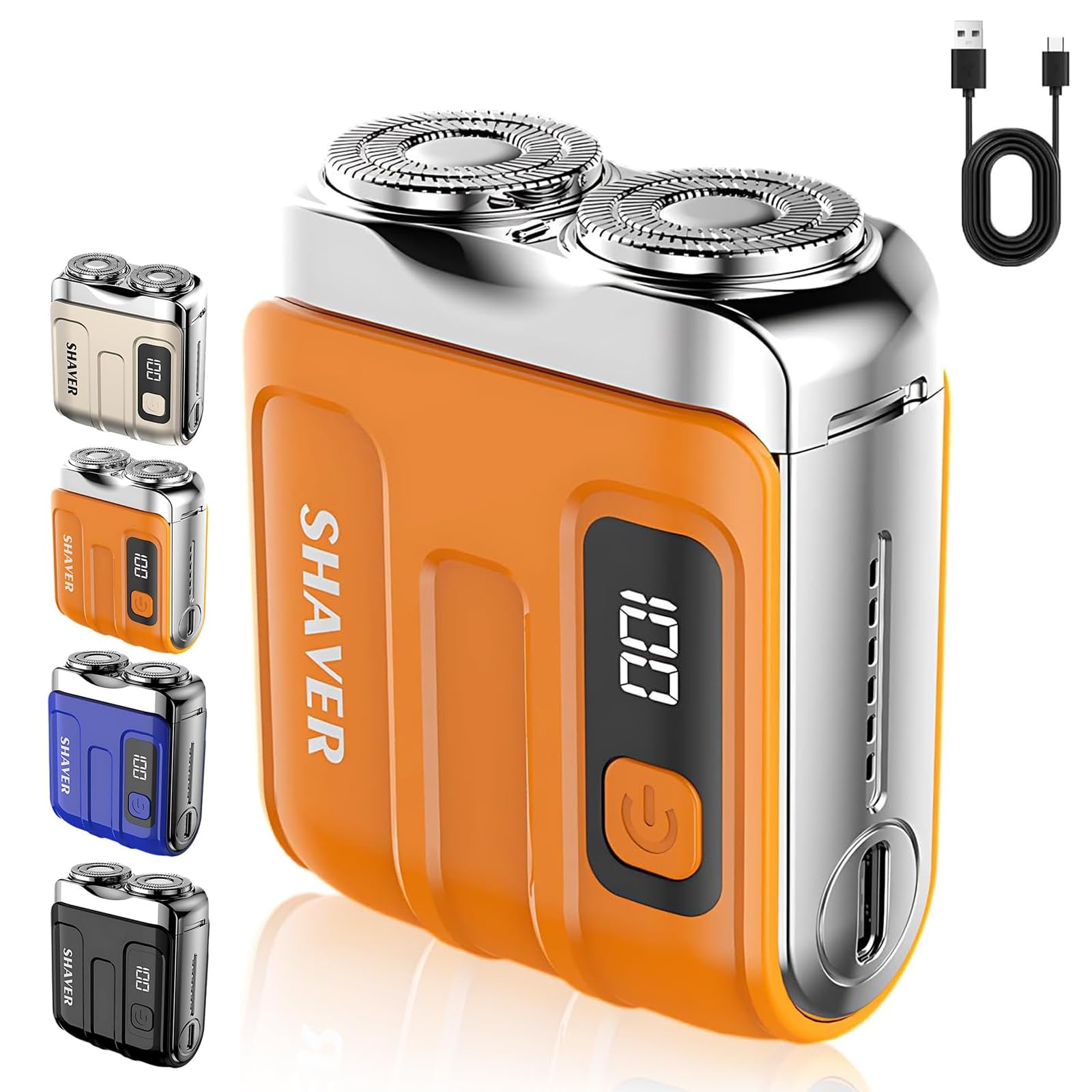Rhycoma Mini Electric Shaver for Men with compact design, suitable for travel, featuring a sleek black electric razor for grooming on the go.