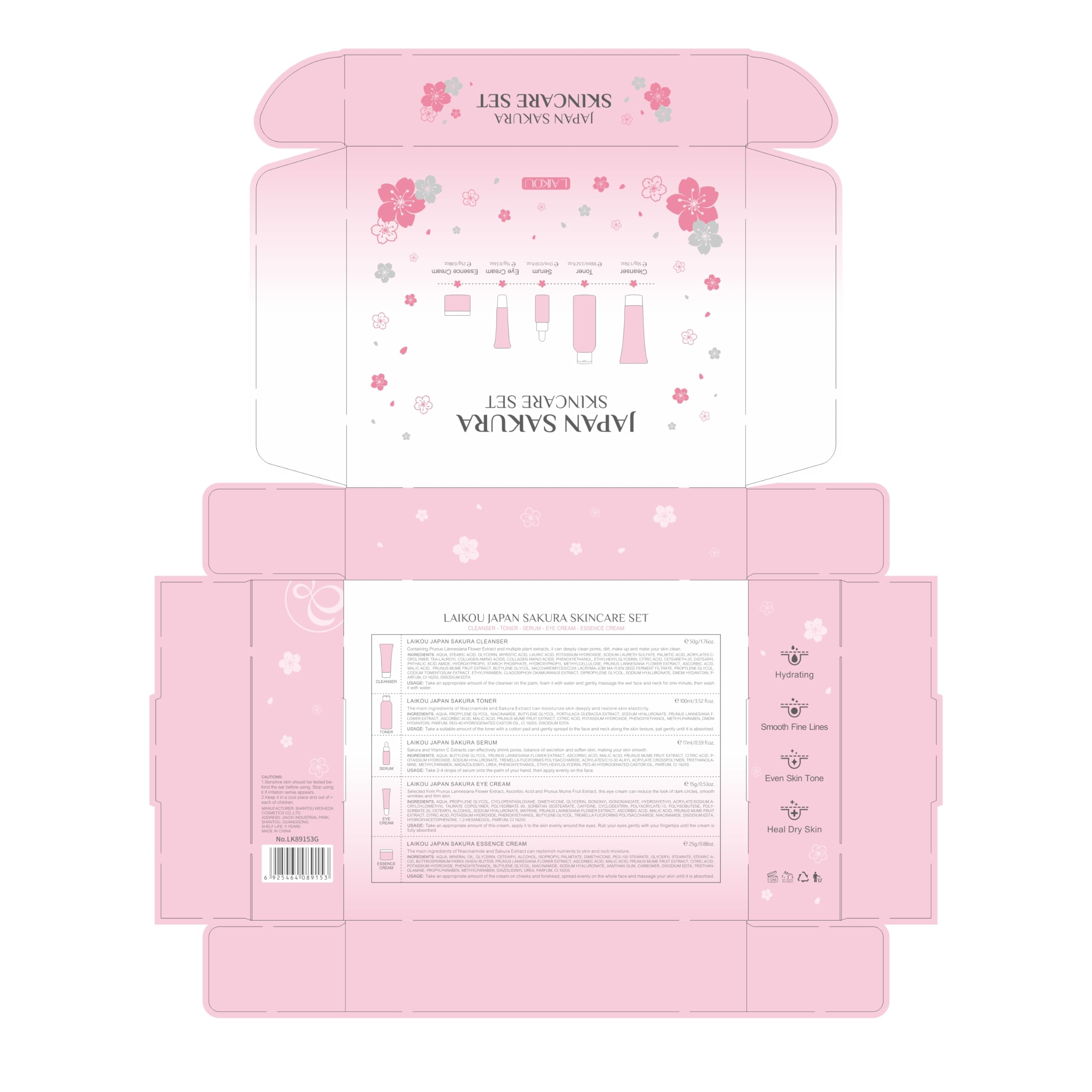 LAIKOU Skin Care Set JAPAN SAKURA Women Beauty Gift Sets Skin Care Kit 5pcs - LAIKOU Official Product View 6