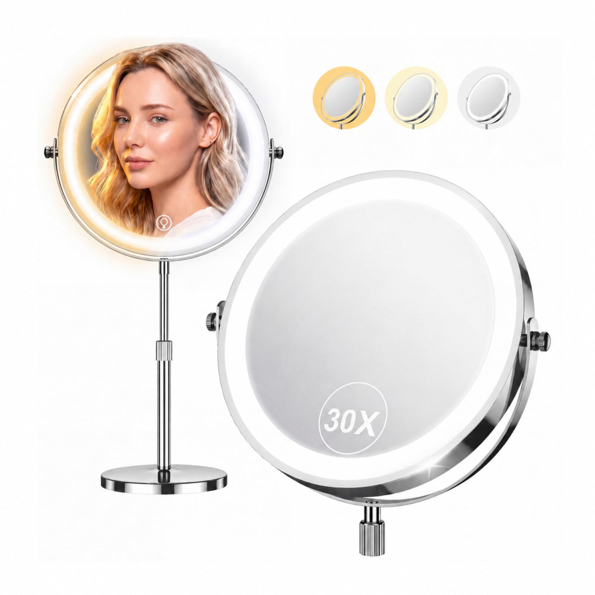 Dienmern 1X 30X Makeup Mirror with Lights 9 Magnifying - Dienmern Official Imagery - 1