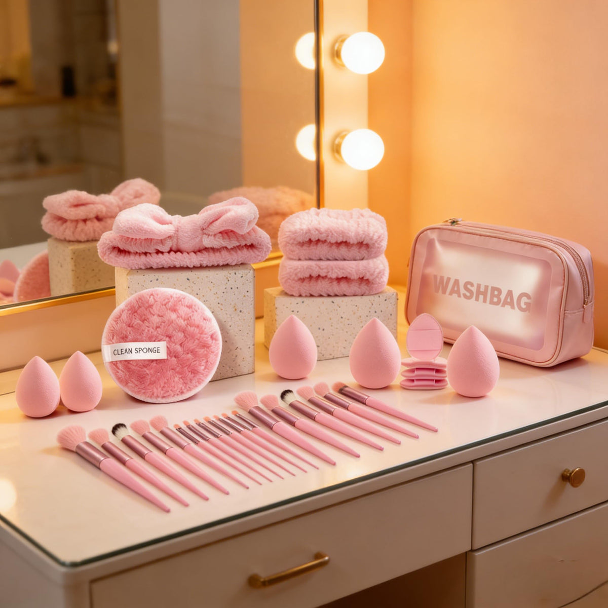 47Pcs Pink Makeup Brushes Set for Women Professional Multi - Jimmidy Official Imagery - 6