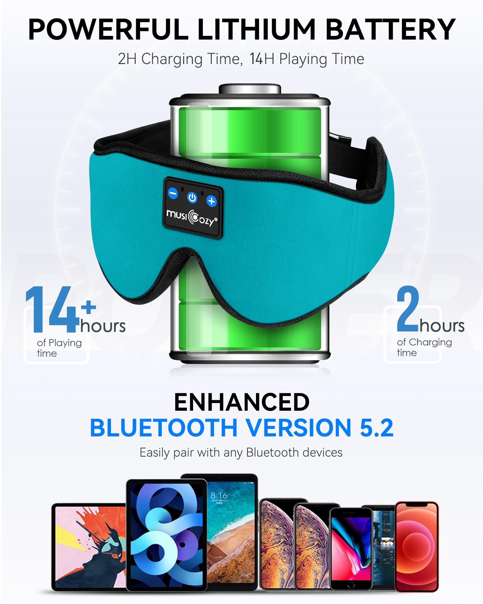 MUSICOZY 3D Sleep Headphones Bluetooth 5.4 Sleep Mask with HD Spe by MUSICOZY - Angle View 4
