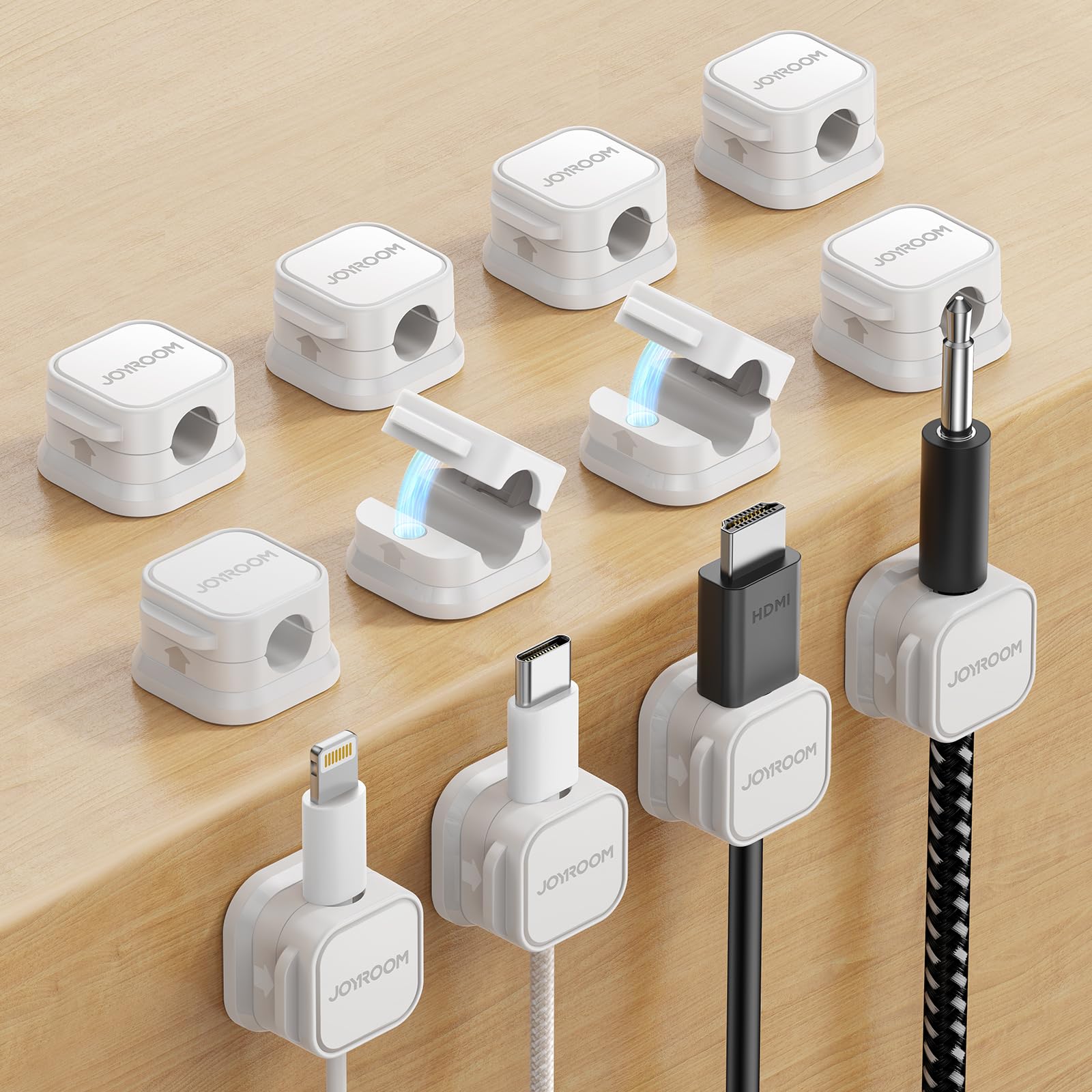 JOYROOM 9 Pack Magnetic Cable Clips, Cord Organizer Adhesive Wire by JOYROOM - Angle View 8