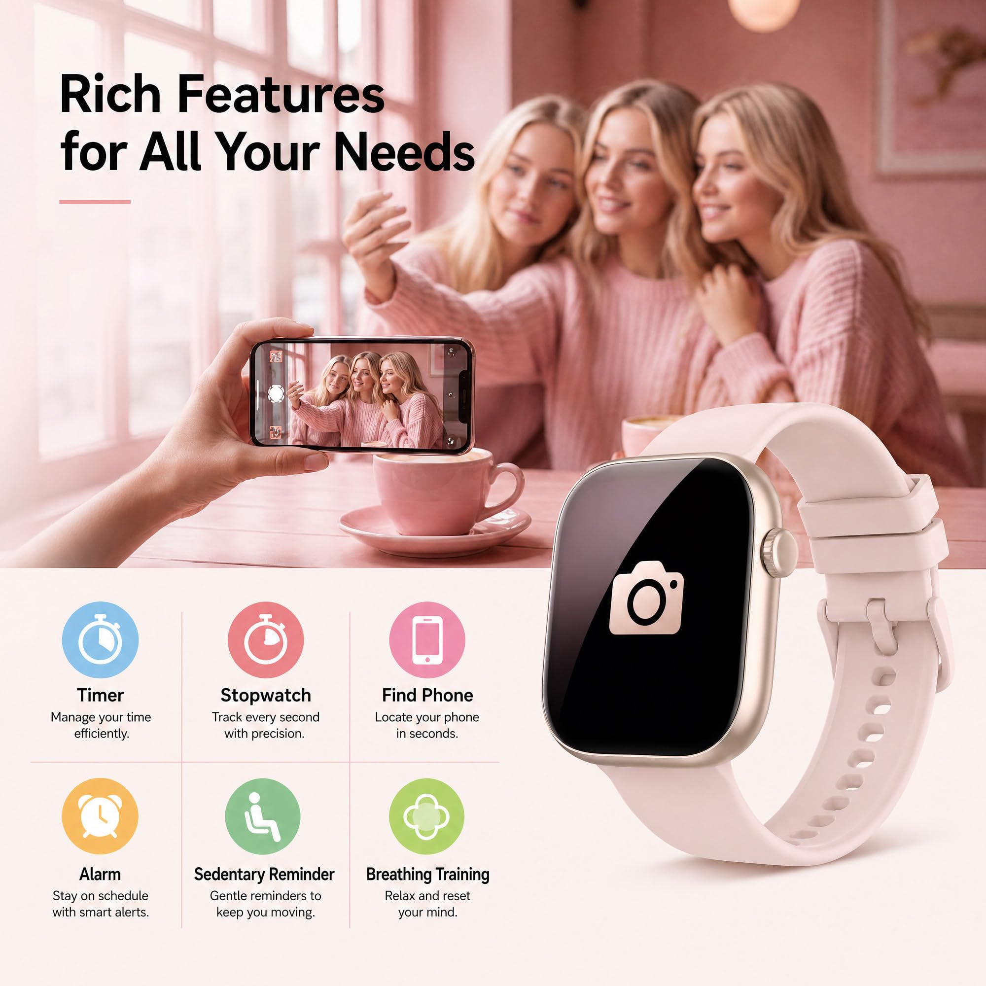 KIPTUMTEK Smart Watch for Women, Bluetooth Answer/Make Calls, 1.83"HD - View 8