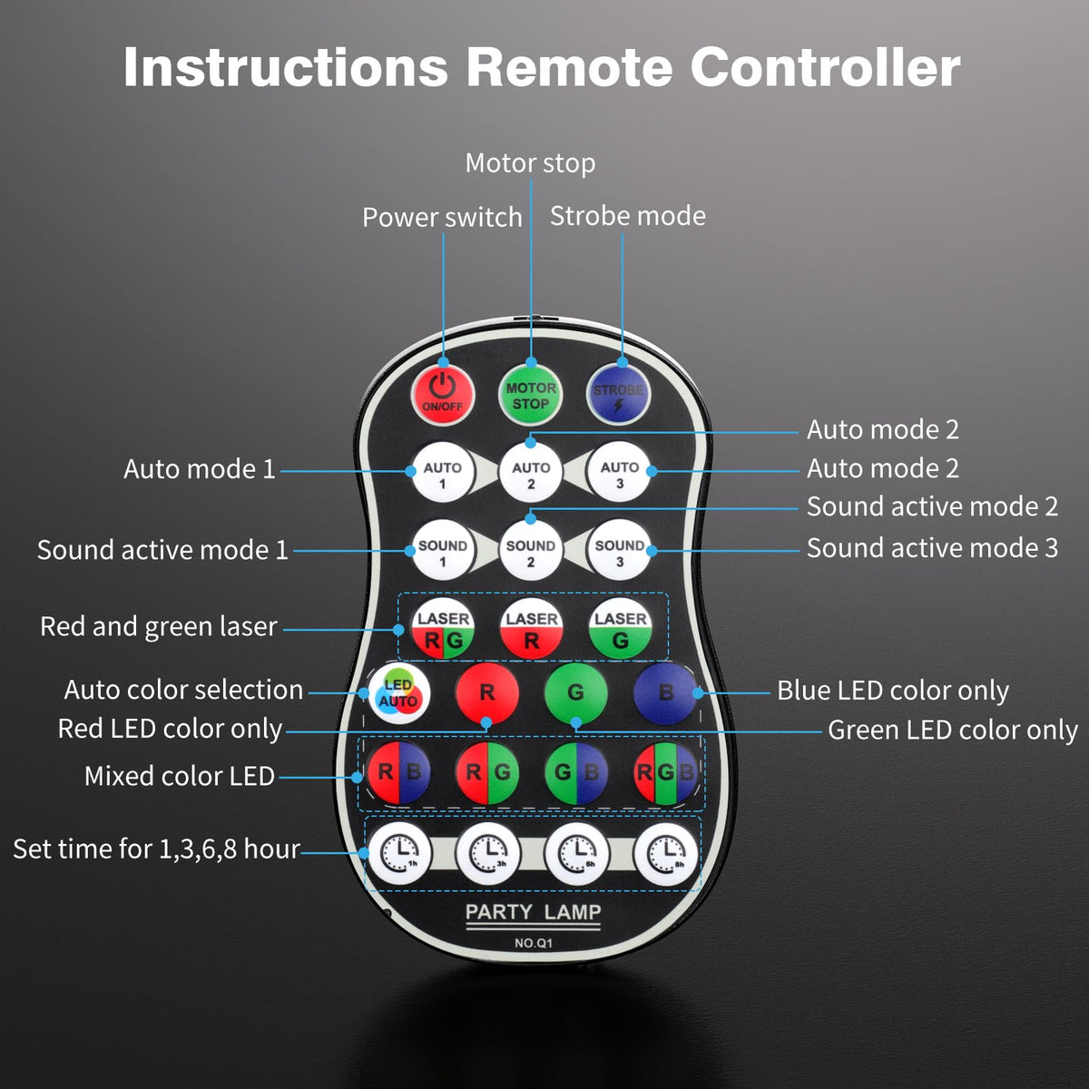 Party Lights DJ Disco Light RGB LED Strobe Light Battery - Qajok Official Imagery - 7