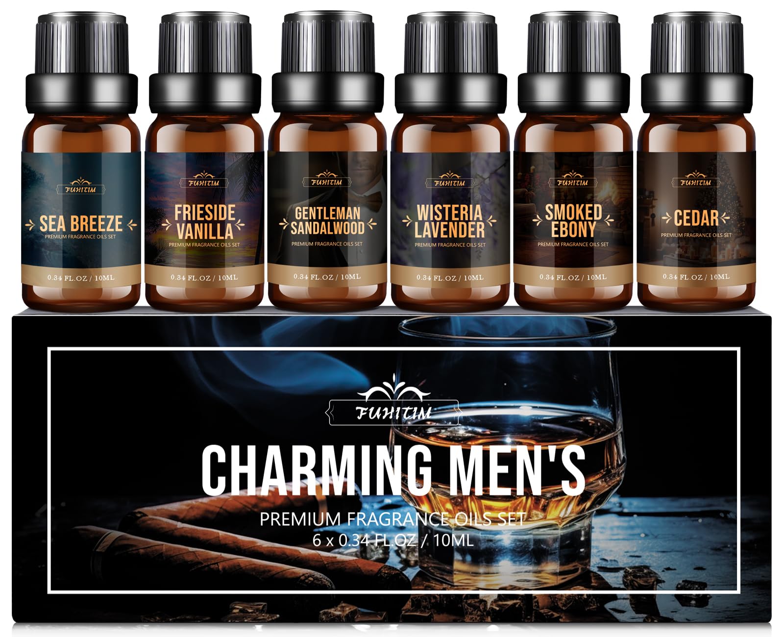 FUHITIM Fragrance Oil Charming Men's Set Diffuser Oil for Home（6 - Product Imagery