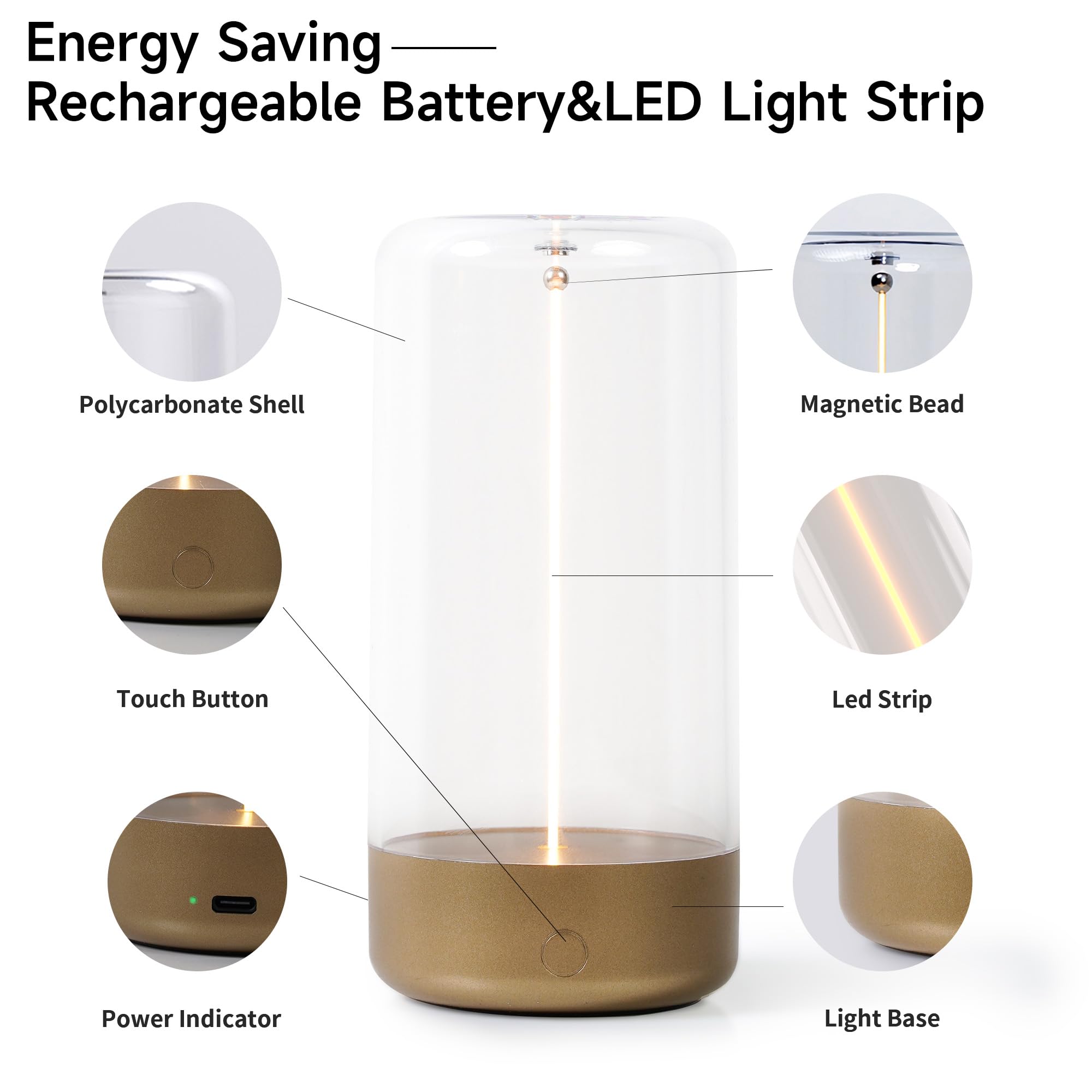 AUGE LIGHT Mini Minimalist Table Lamp, Cordless Lamp, Rechargeable Lam - View 5
