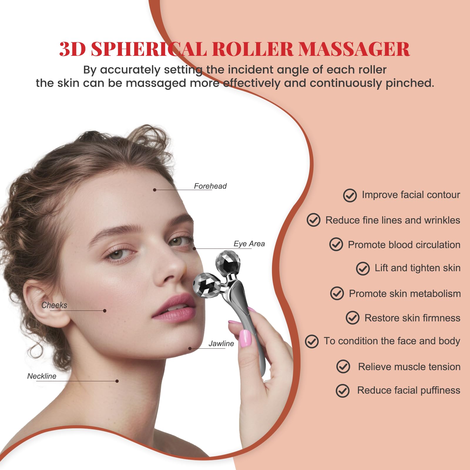 SZMDLX 3D Face Roller Dual Rotating Facial Body Massager