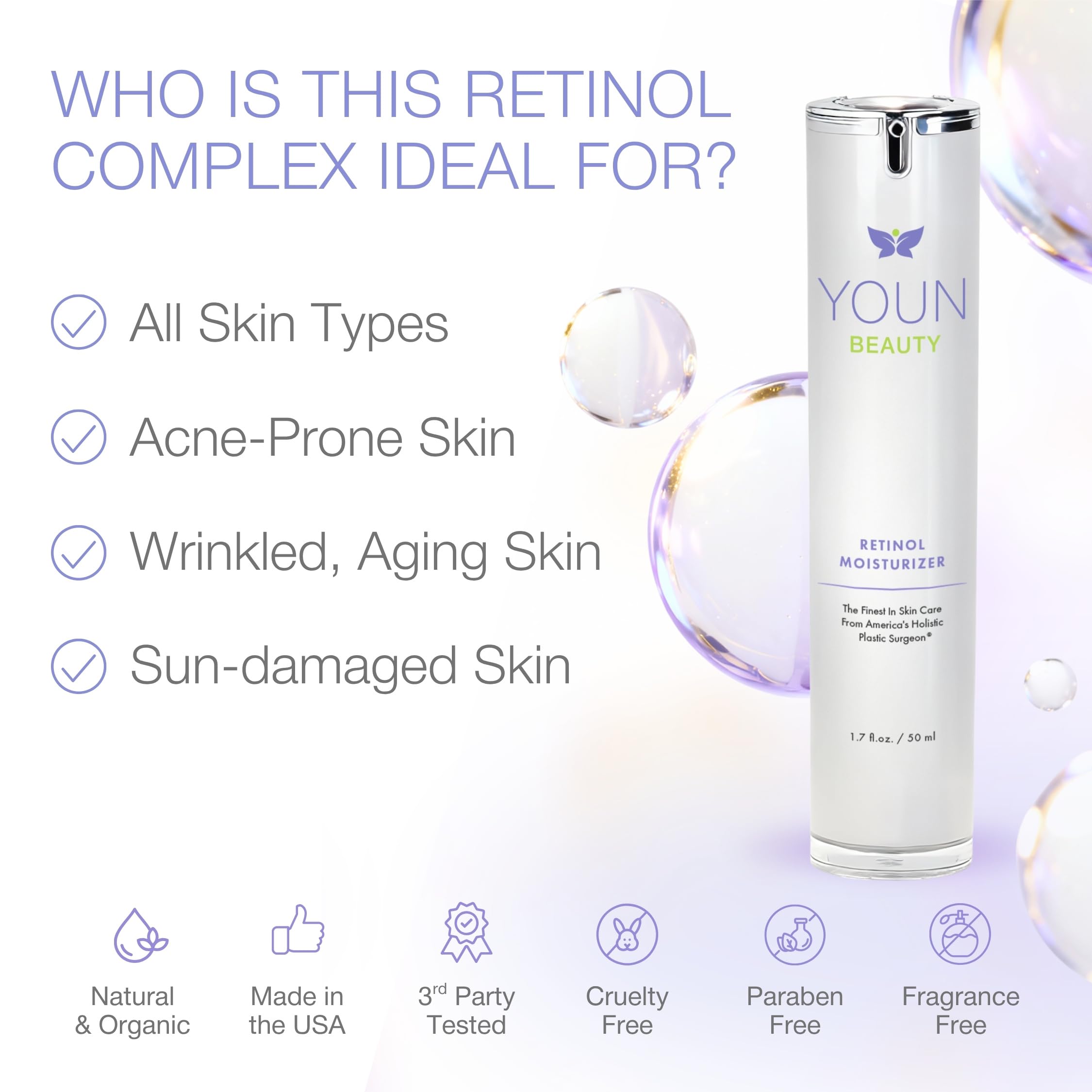 YOUN Beauty Retinol Night Cream Moisturizer for Face by - YOUN Beauty Official Imagery - 4