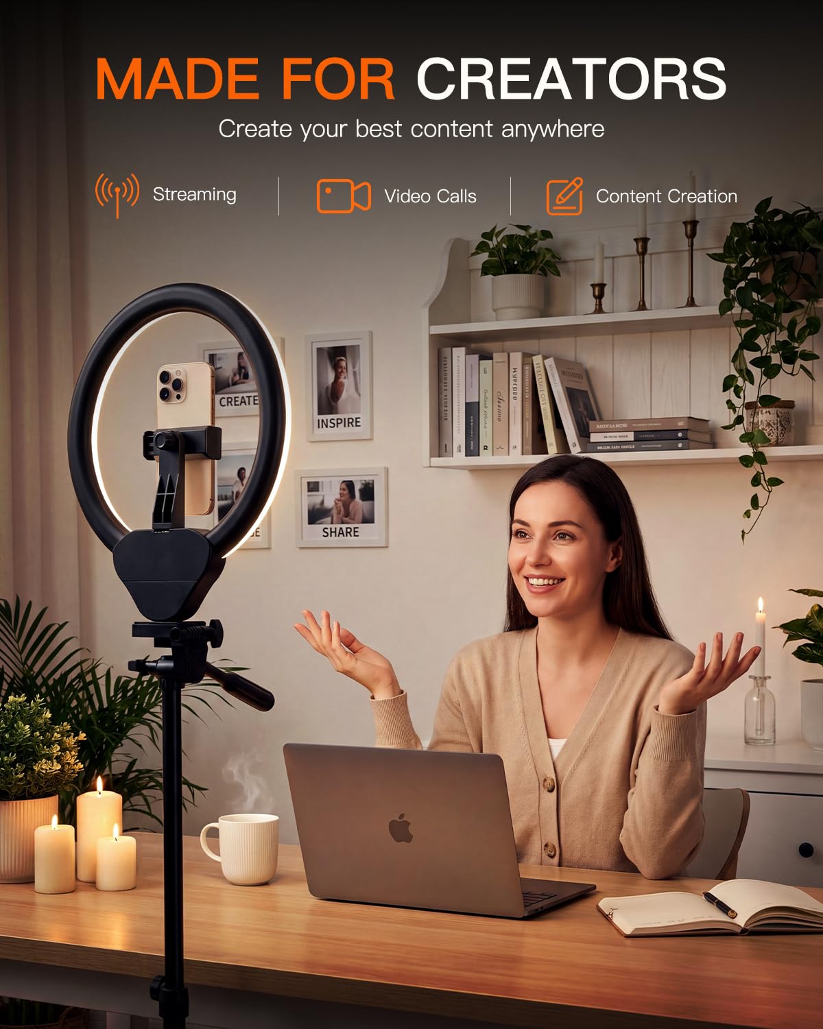 SENSYNE Ring Light with Stand 50 Phone Tripod with Wireless - SENSYNE Official Imagery - 3