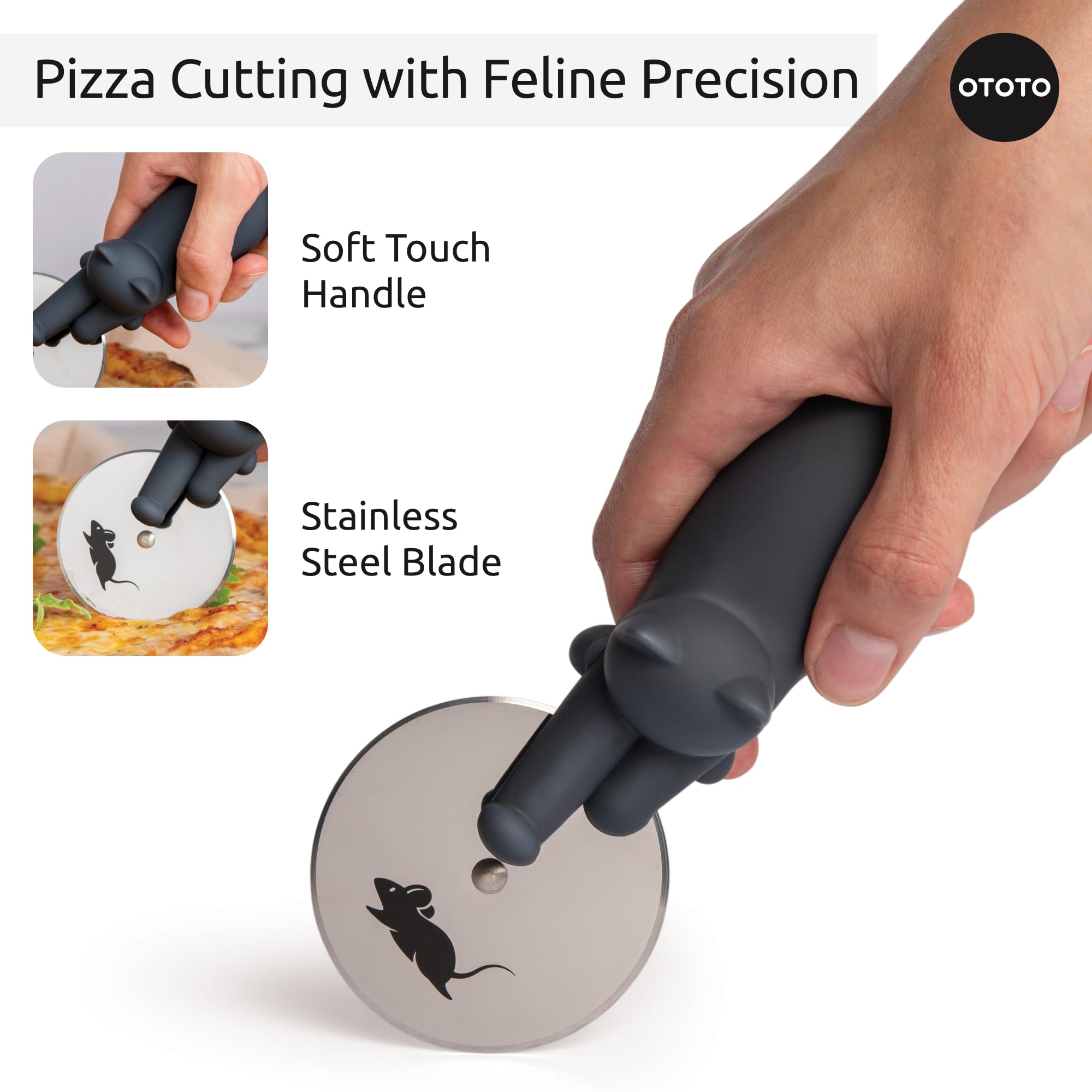 OTOTO Kitty Cut Pizza Cutter Wheel - Pizza Cutters Stainless Steel, Fu - View 5