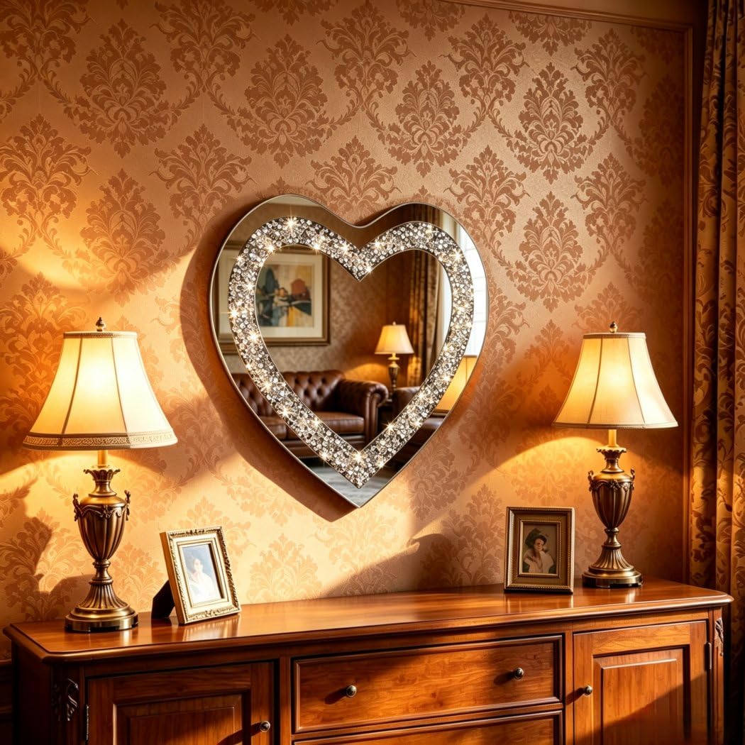 DMDFIRST Crystal Crush Diamond Heart Shaped Silver Mirror - DMDFIRST Official Imagery - 7