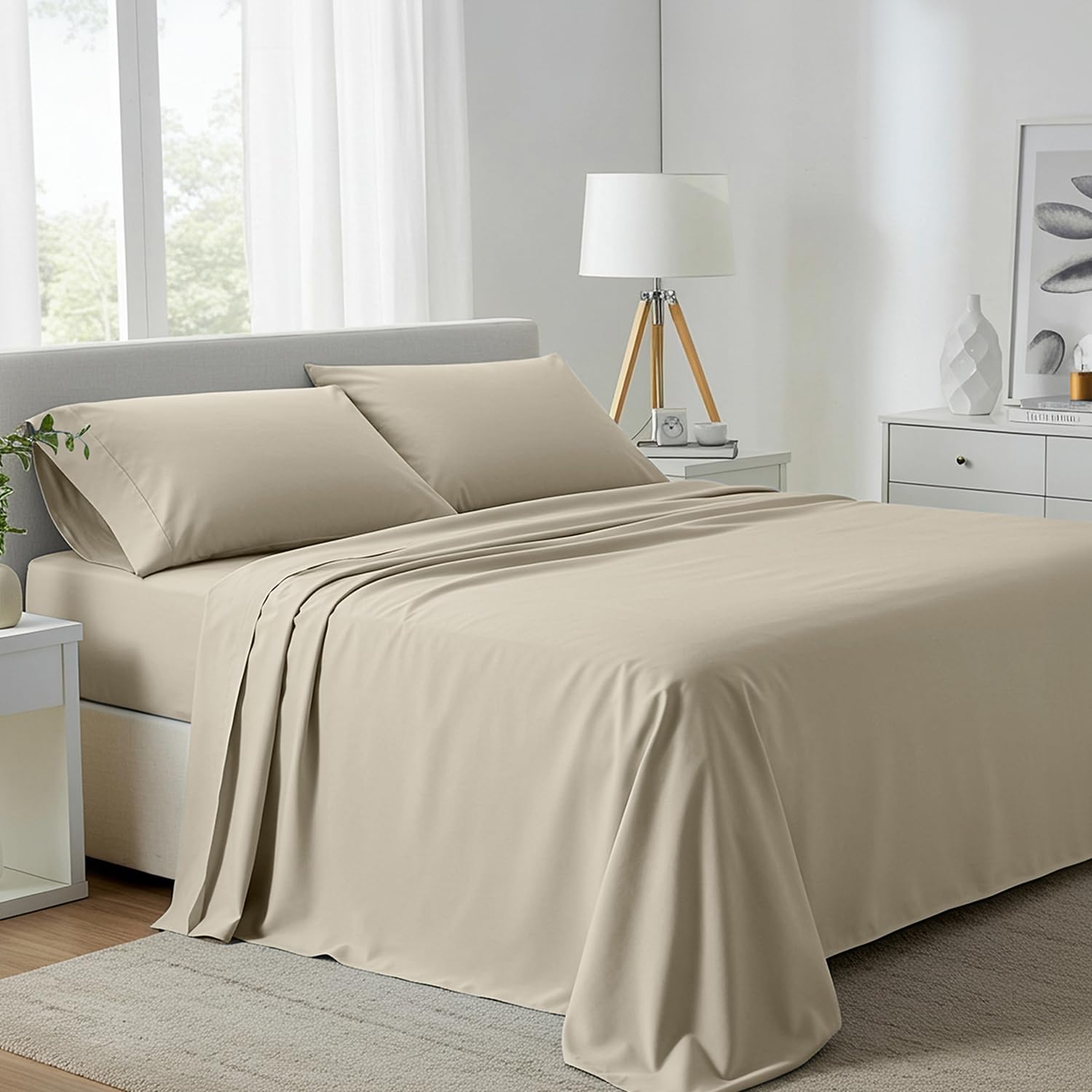 Carressa Linen 100% Egyptian Cotton King Size Sheets Set - 800 - Product Imagery