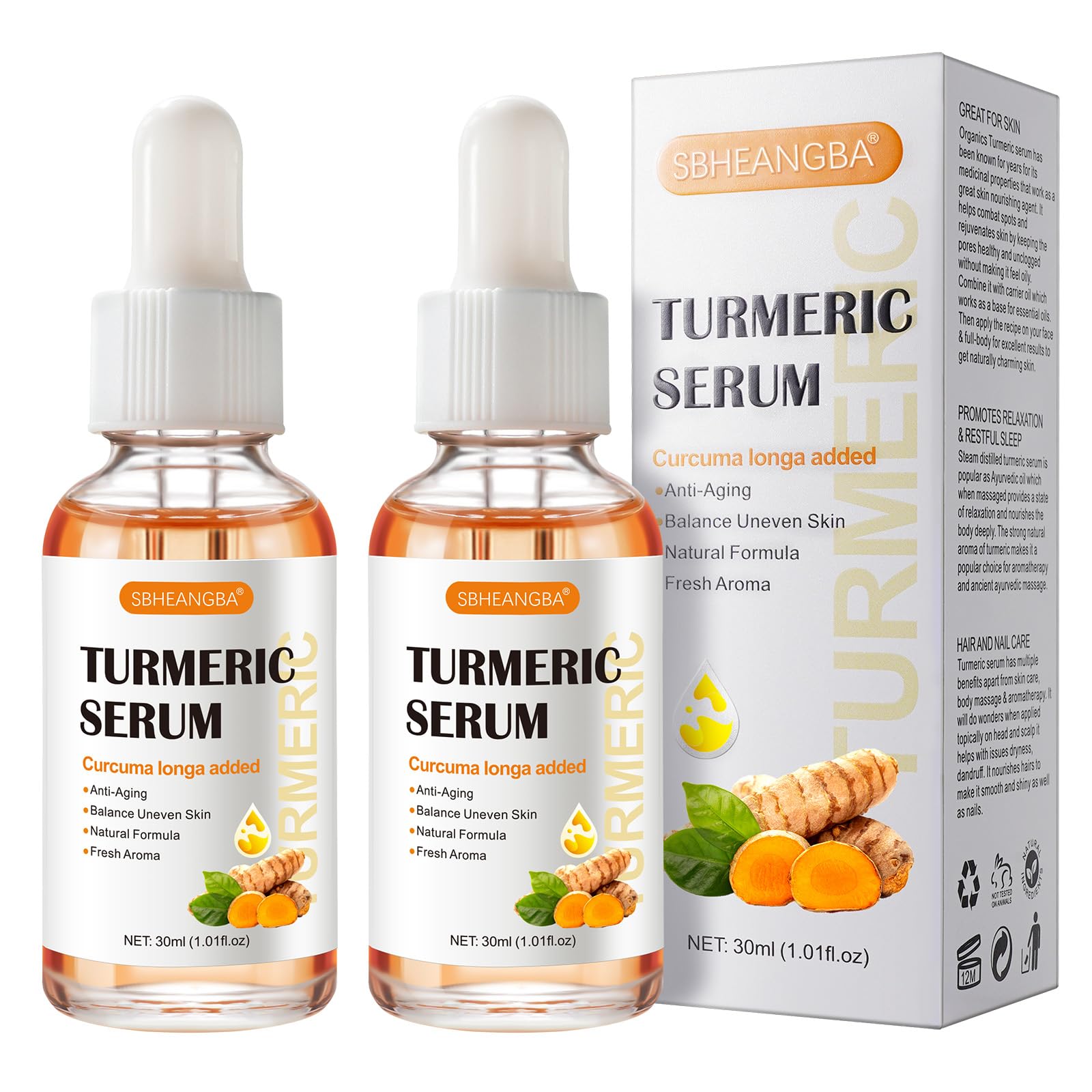 Turmeric Serum for Dark Spots，2 PCS Face Serum Turmeric Dark - Product Imagery