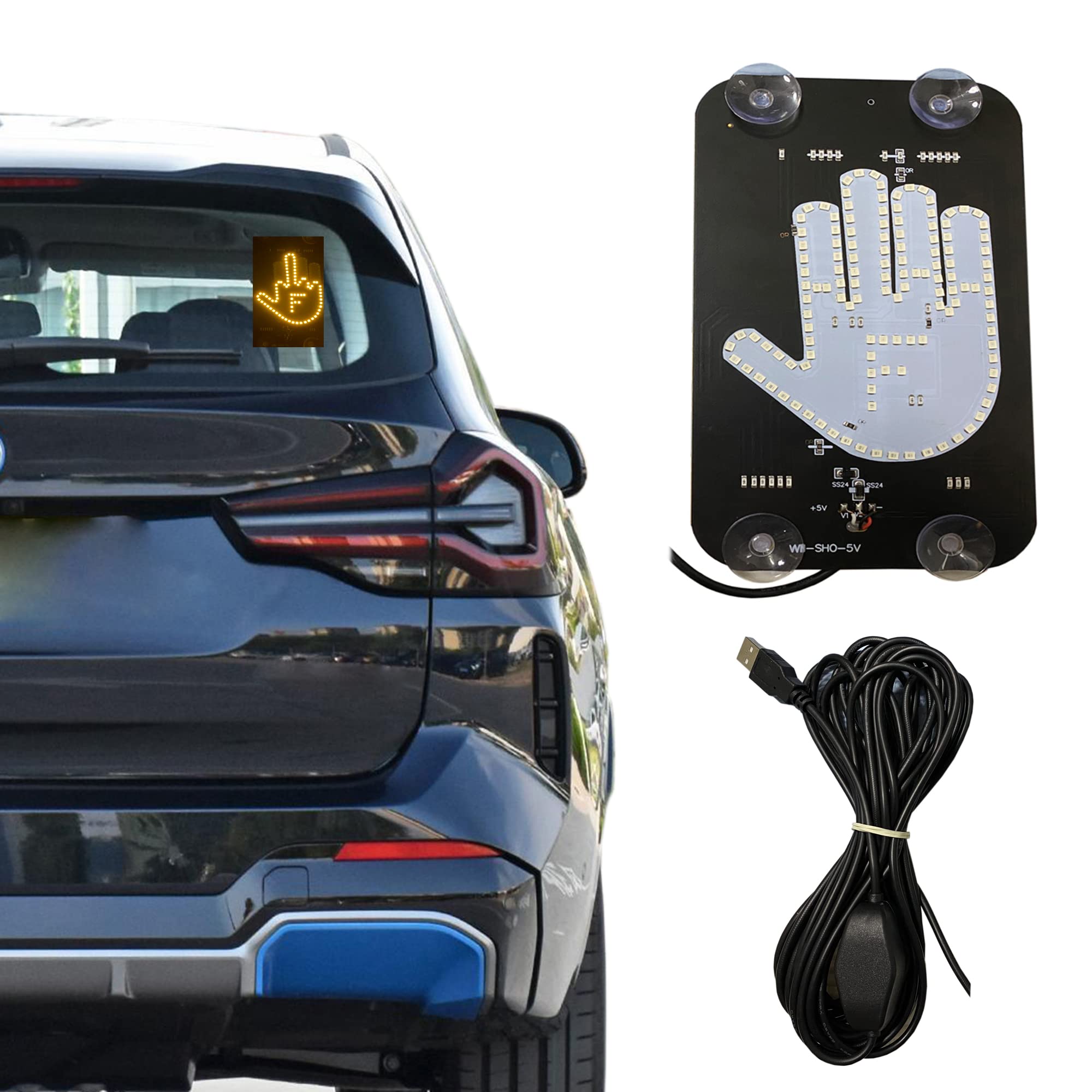 FiHoii LED Middle Finger Sign for Car, Truck, Thank You Lights, Thumb Up Down Li - FiHoii Official Product View 5
