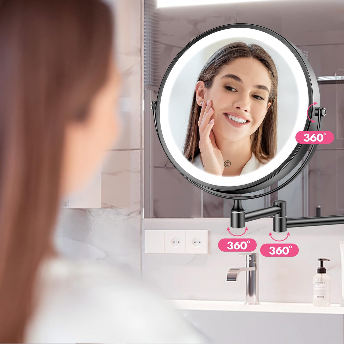 8 Rechargeable Wall Mounted Makeup Mirror with Lights - FASCINATE Official Imagery - 8