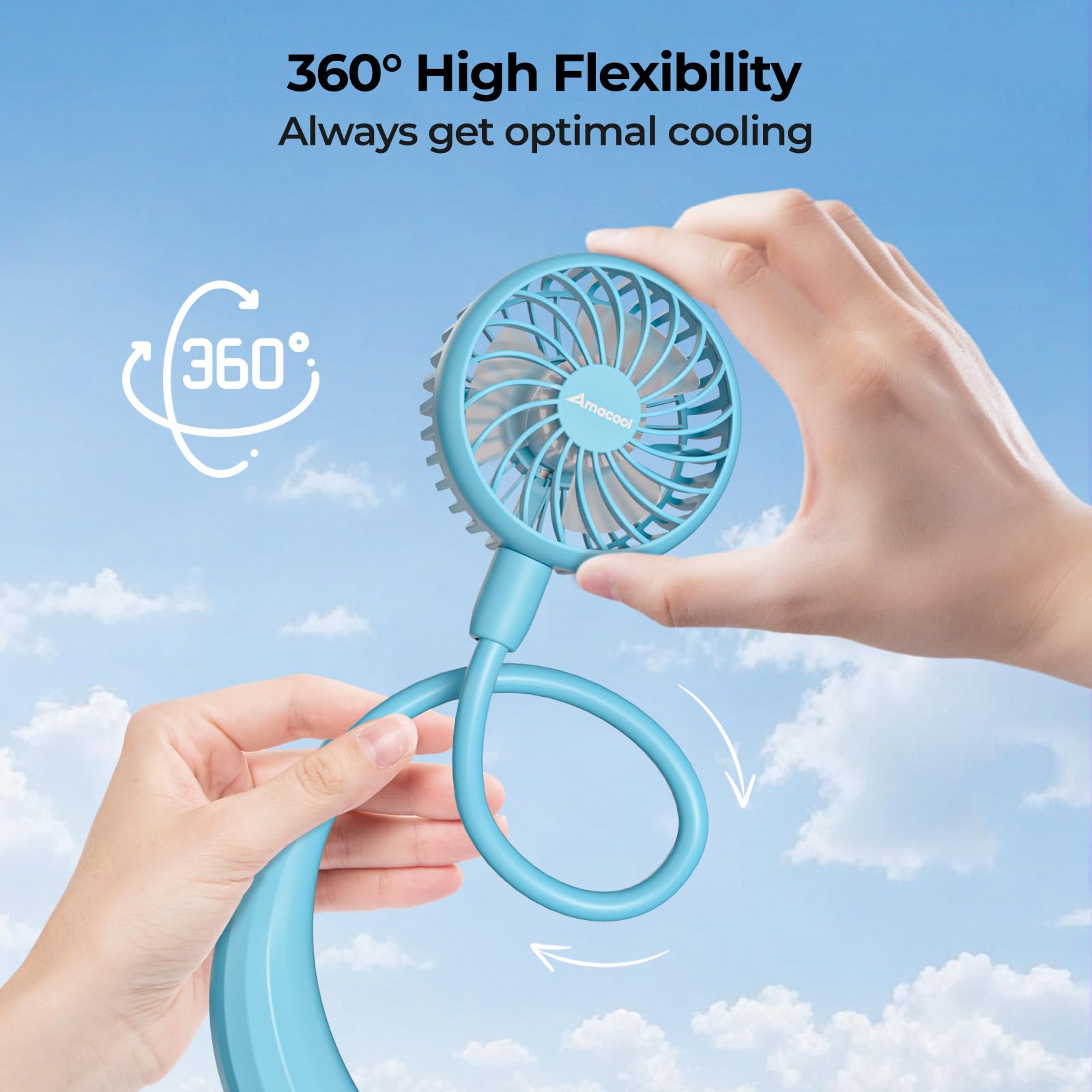 AMACOOL Portable Neck Fan, Lightweight Wearable with Hands-Free C by AMACOOL - Angle View 3